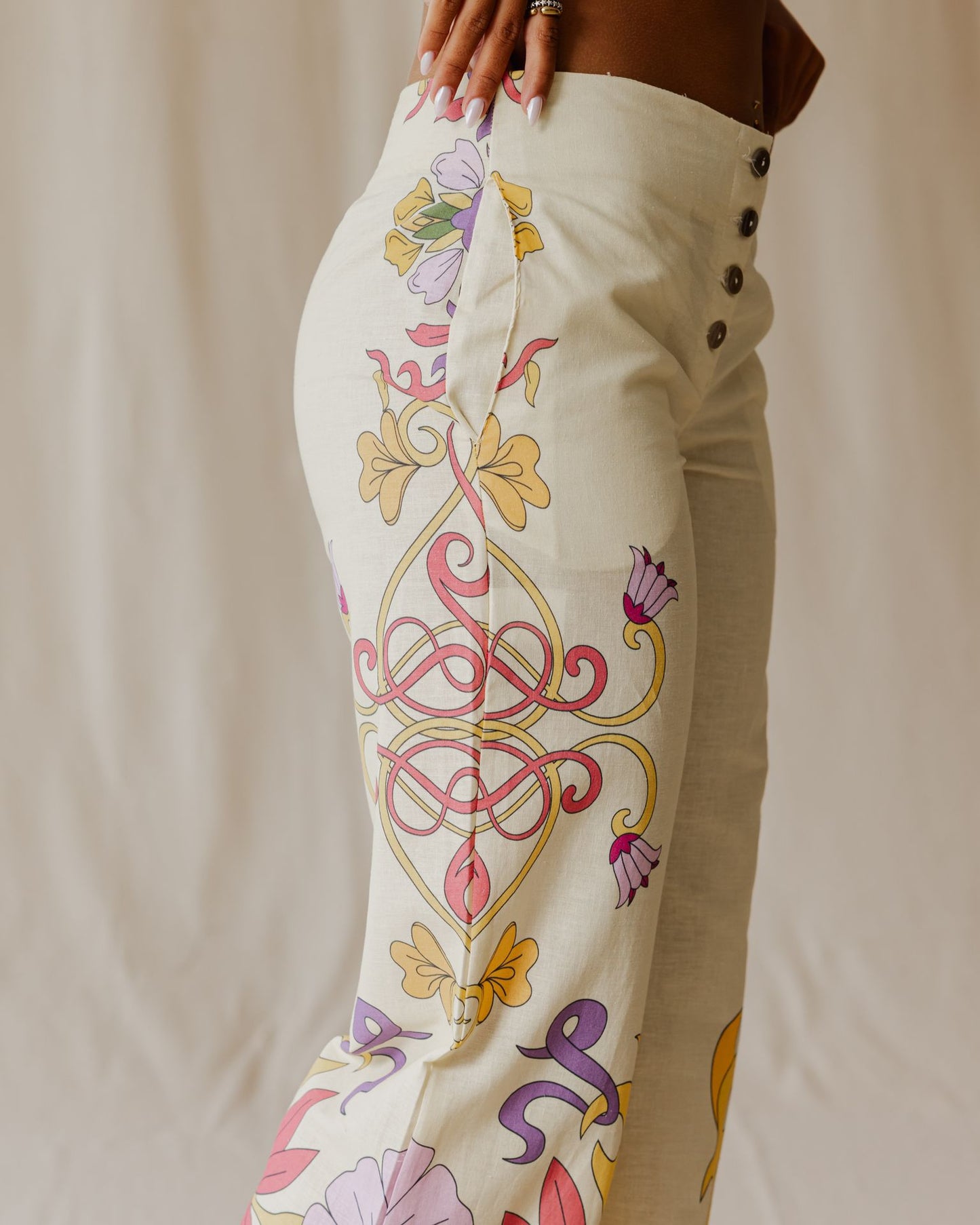 Sunlit Petal Muse Linen Pants