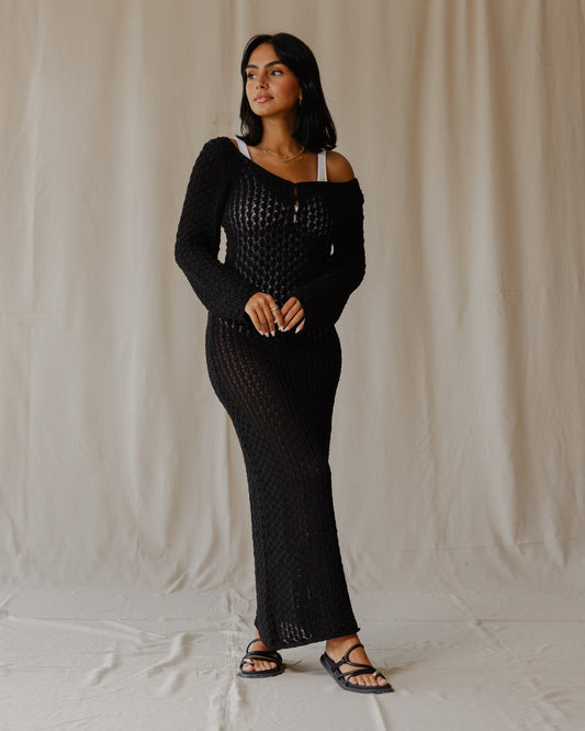 Veloura Black Knit Dress