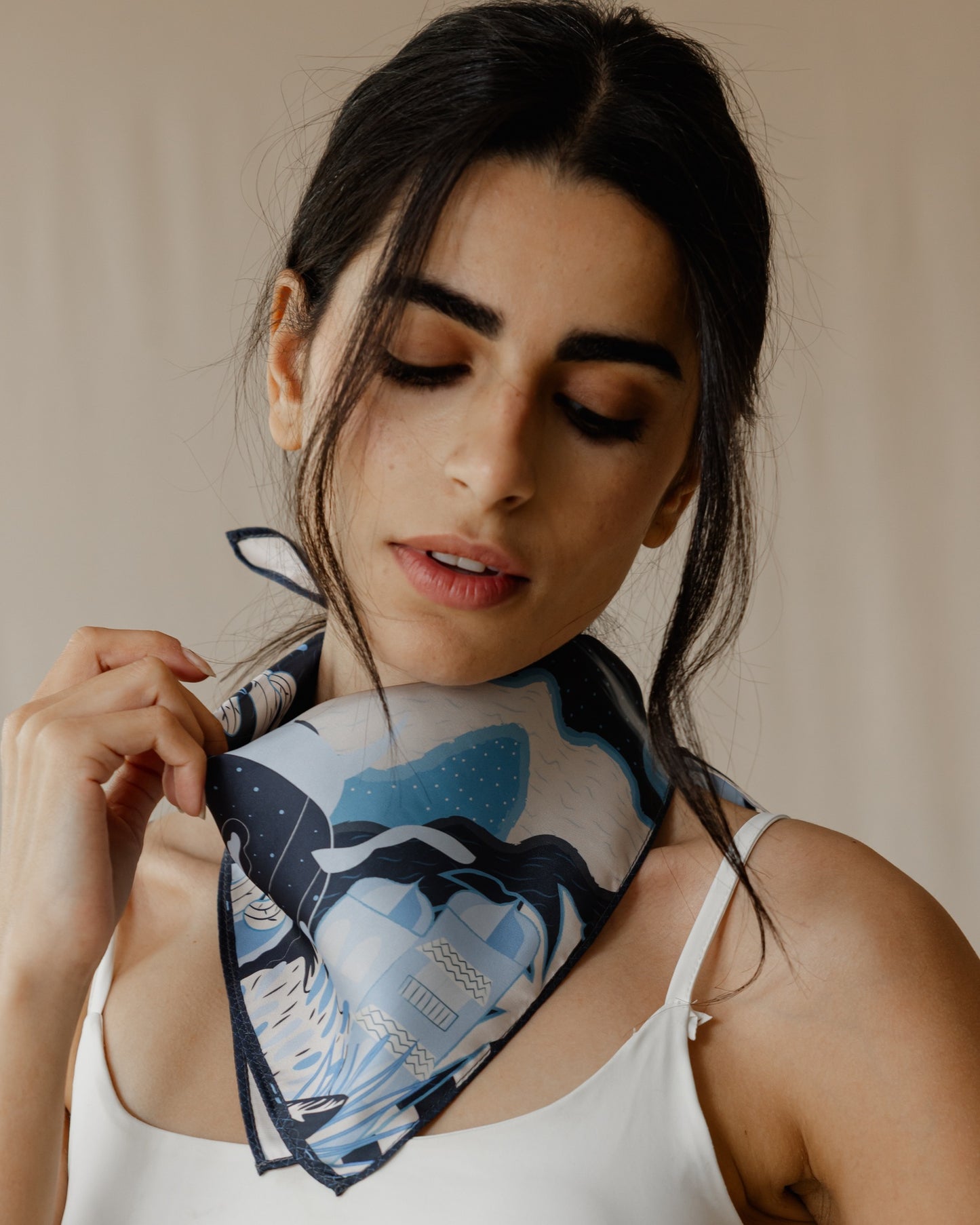 Midnight Oasis Off-White Scarf