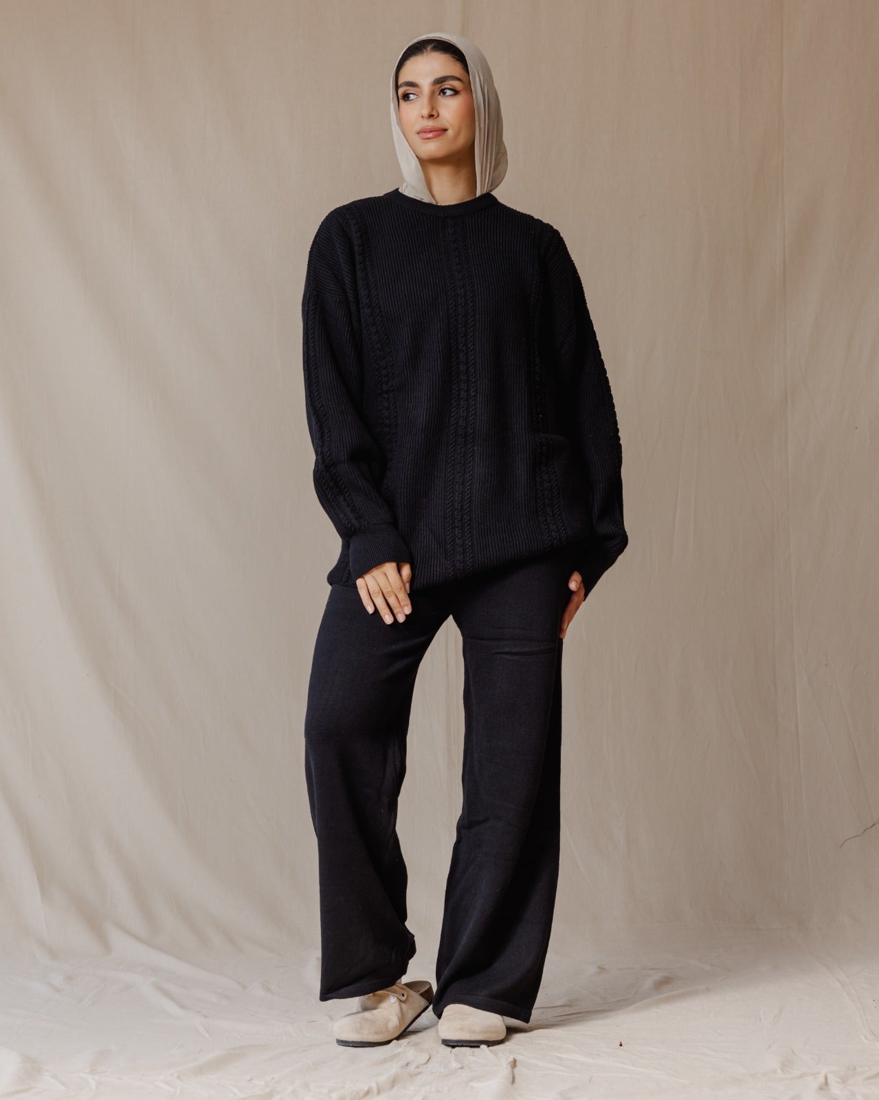 Braided Knit Set Black