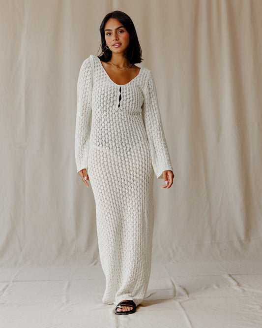 Veloura White Knit Dress