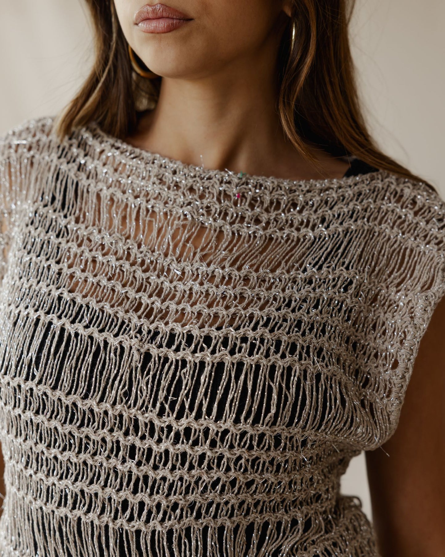 بلوزة مقهى "Knit Me Not Metallic"
