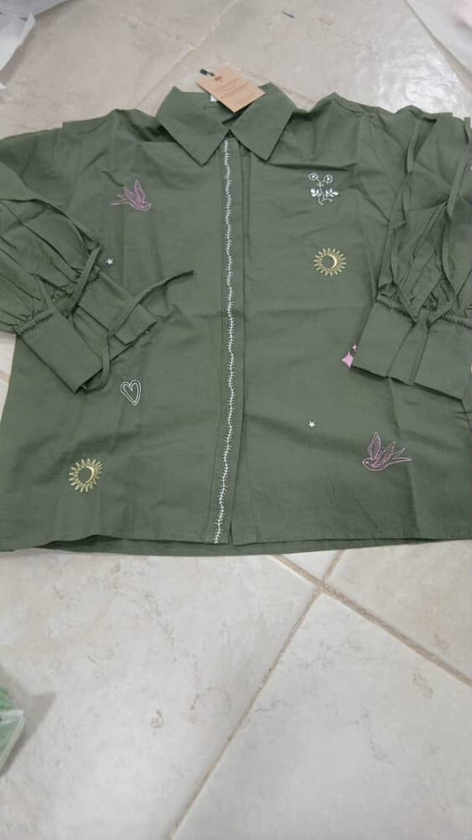 The Artisan Embroidered Olive Shirt