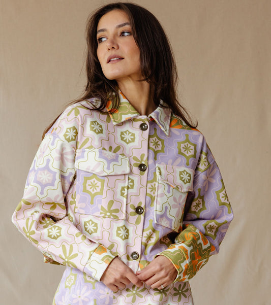 Floral Mosaic Cropped Jacket