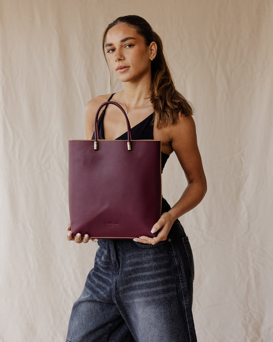 The Linea Genuine Bag In Burgundy