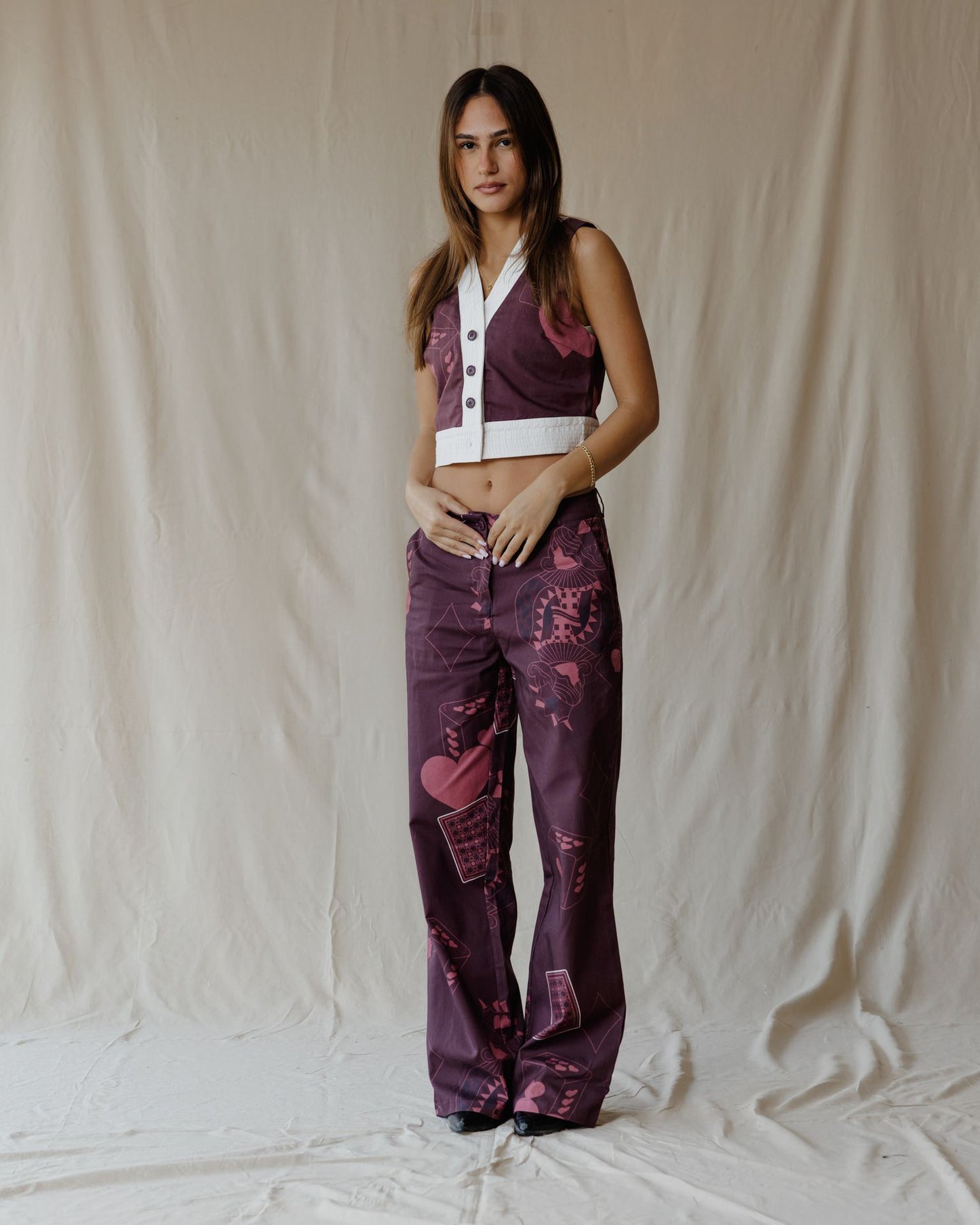 Hearts on Deck Burgundy Set