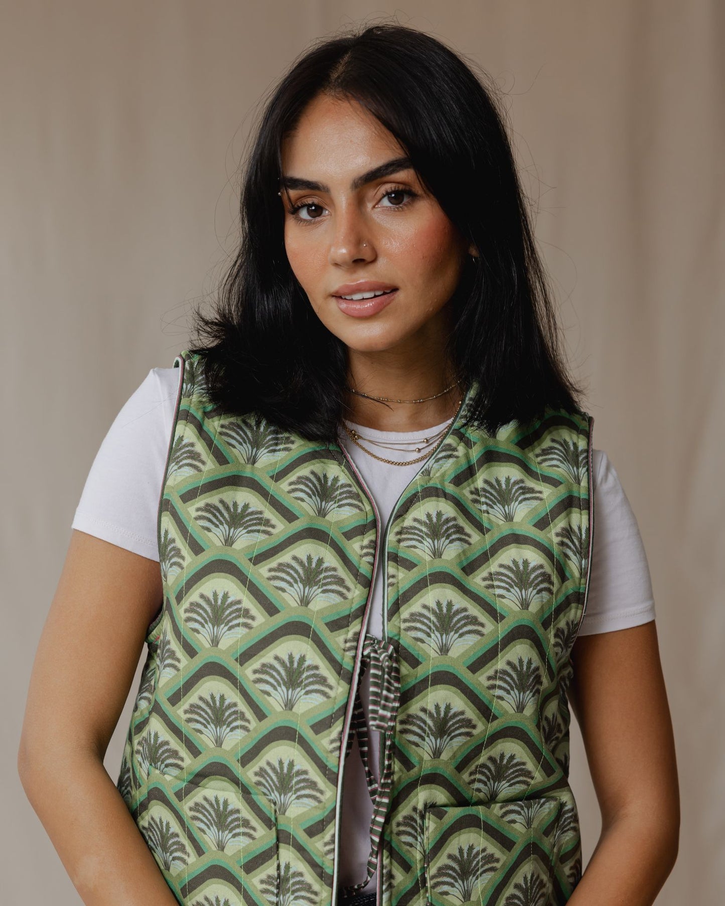 Flip & Bloom Reversible Vest in Green/Pink