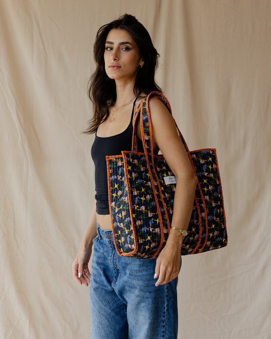 Exotic Bird Quilted Tote Bag