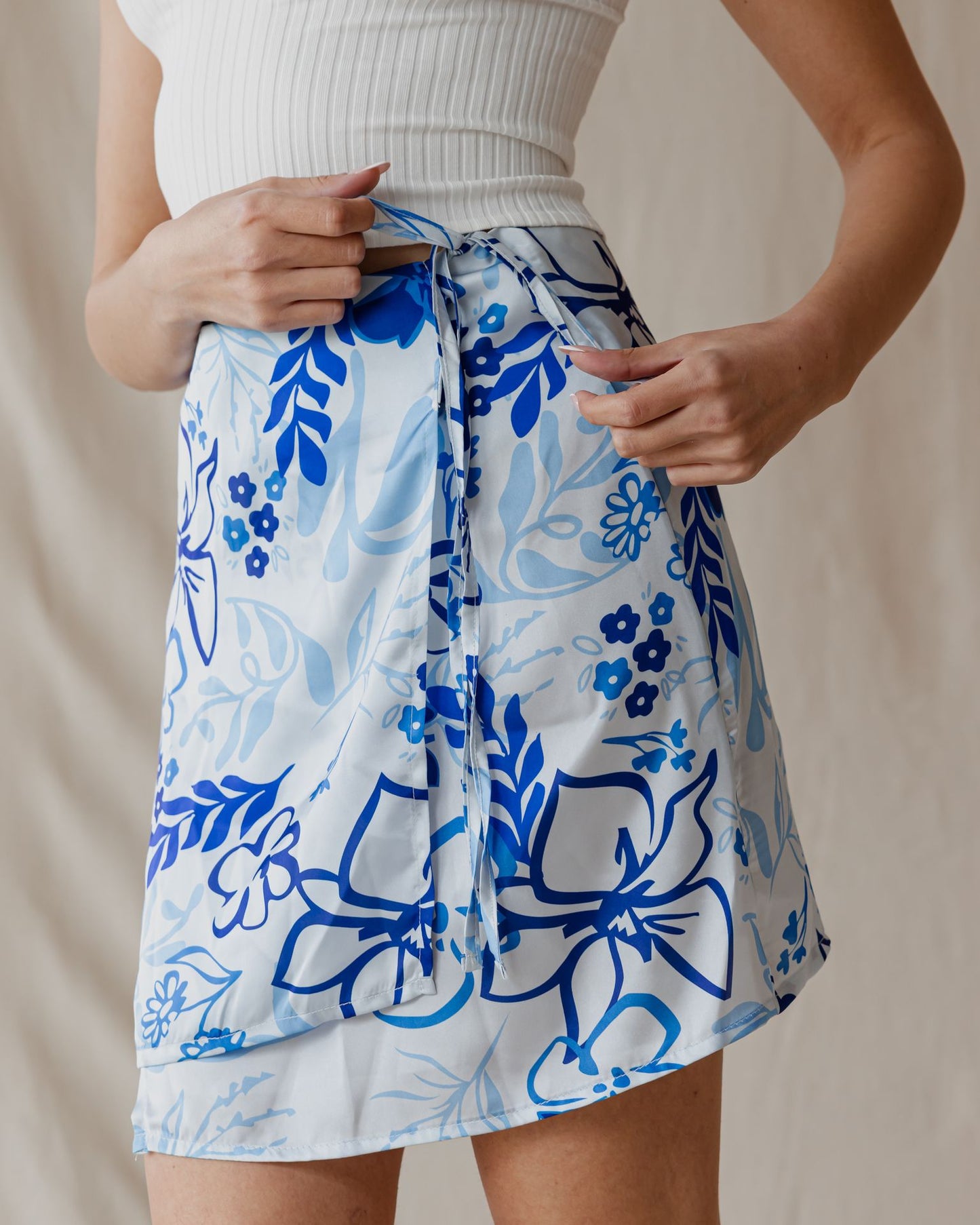 Frosted Petals Wrap Mini Skirt