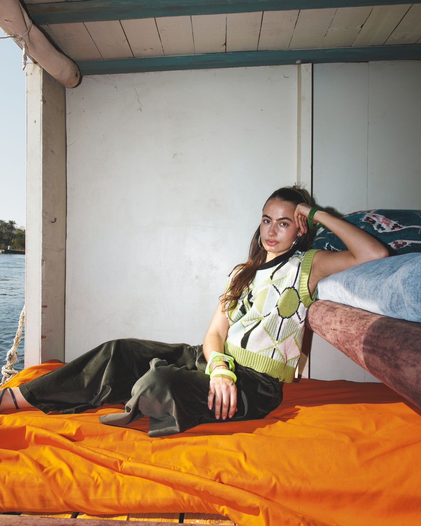 Green Retro Kaleido Knitted Vest