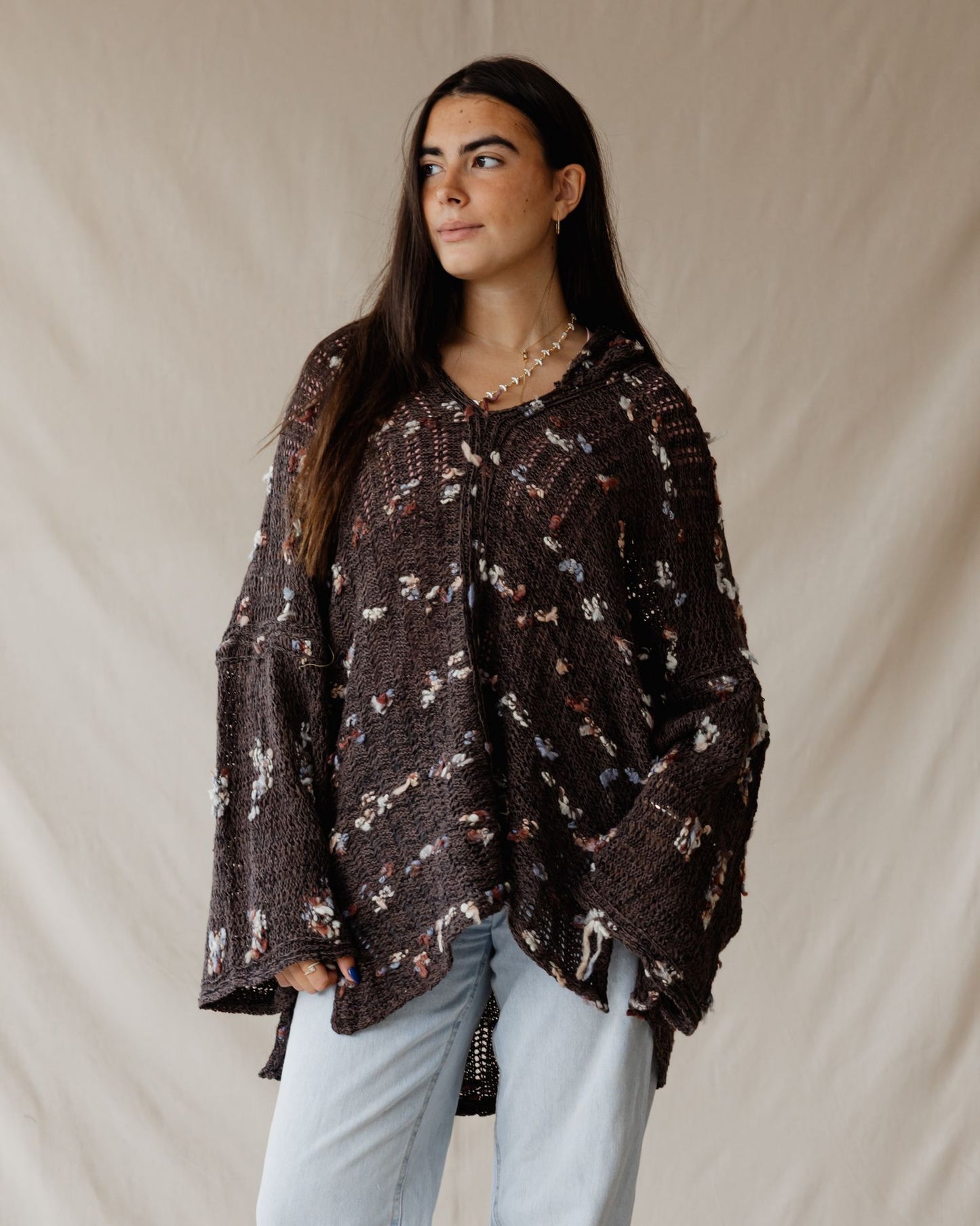 Brown Speckle Tricot Hoodie