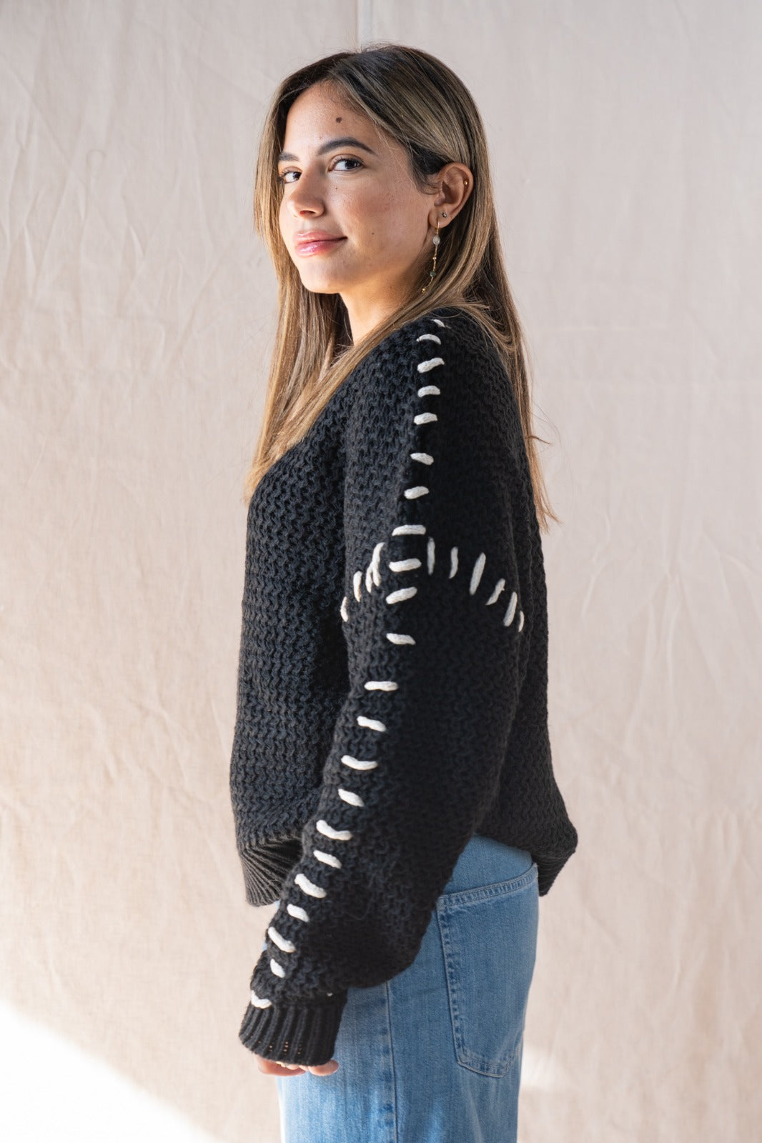 The Hand-Stitched Sweater Black