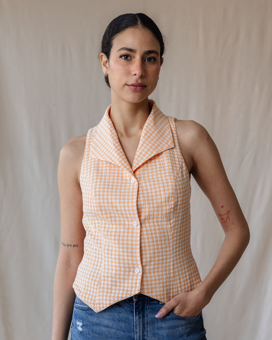 Kyoto Orange Gingham Shirt