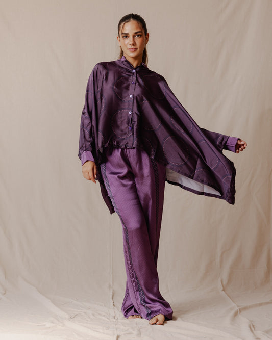 Geometric Lines Cape Set Purple