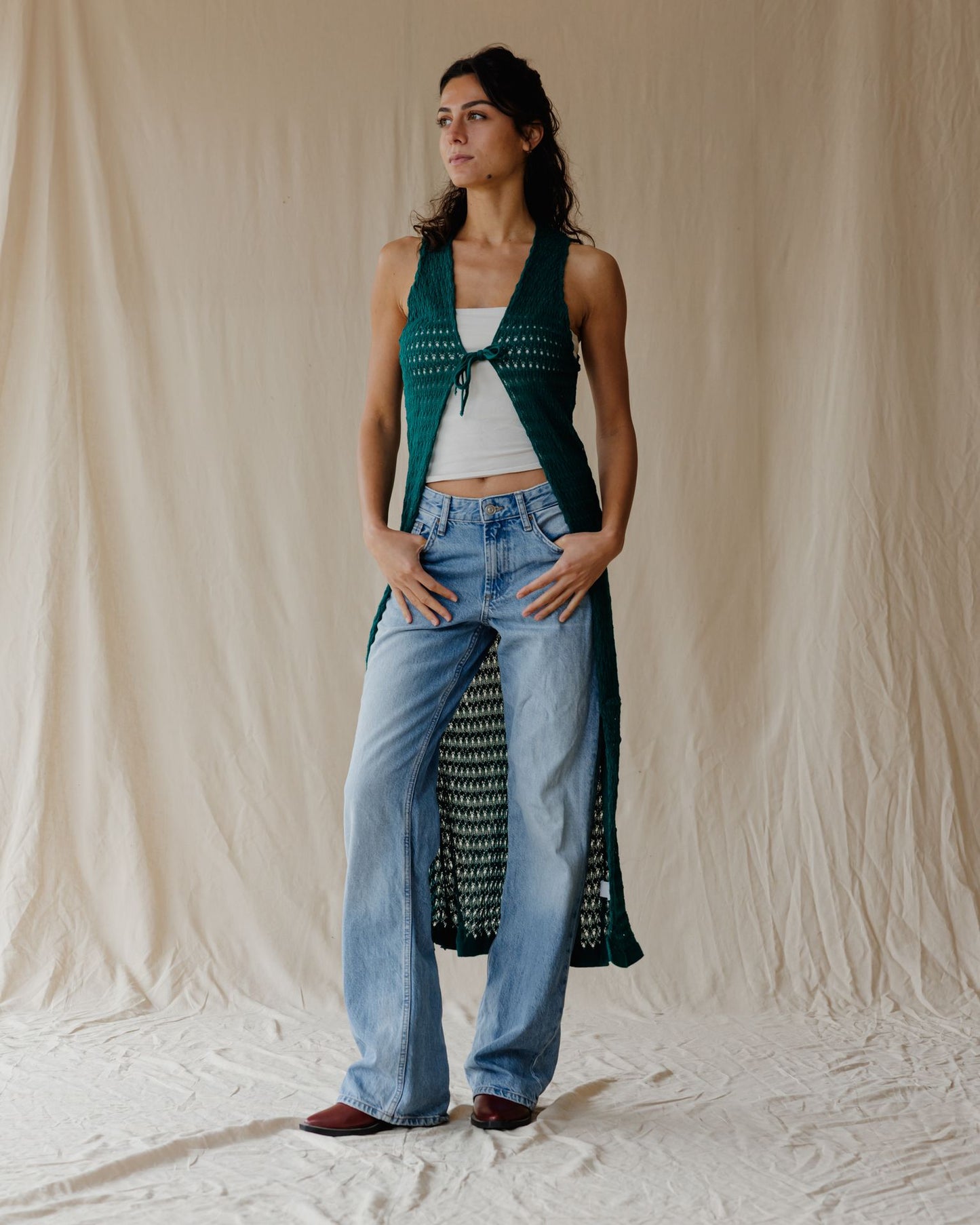 Sunset Trico Green Cardigan