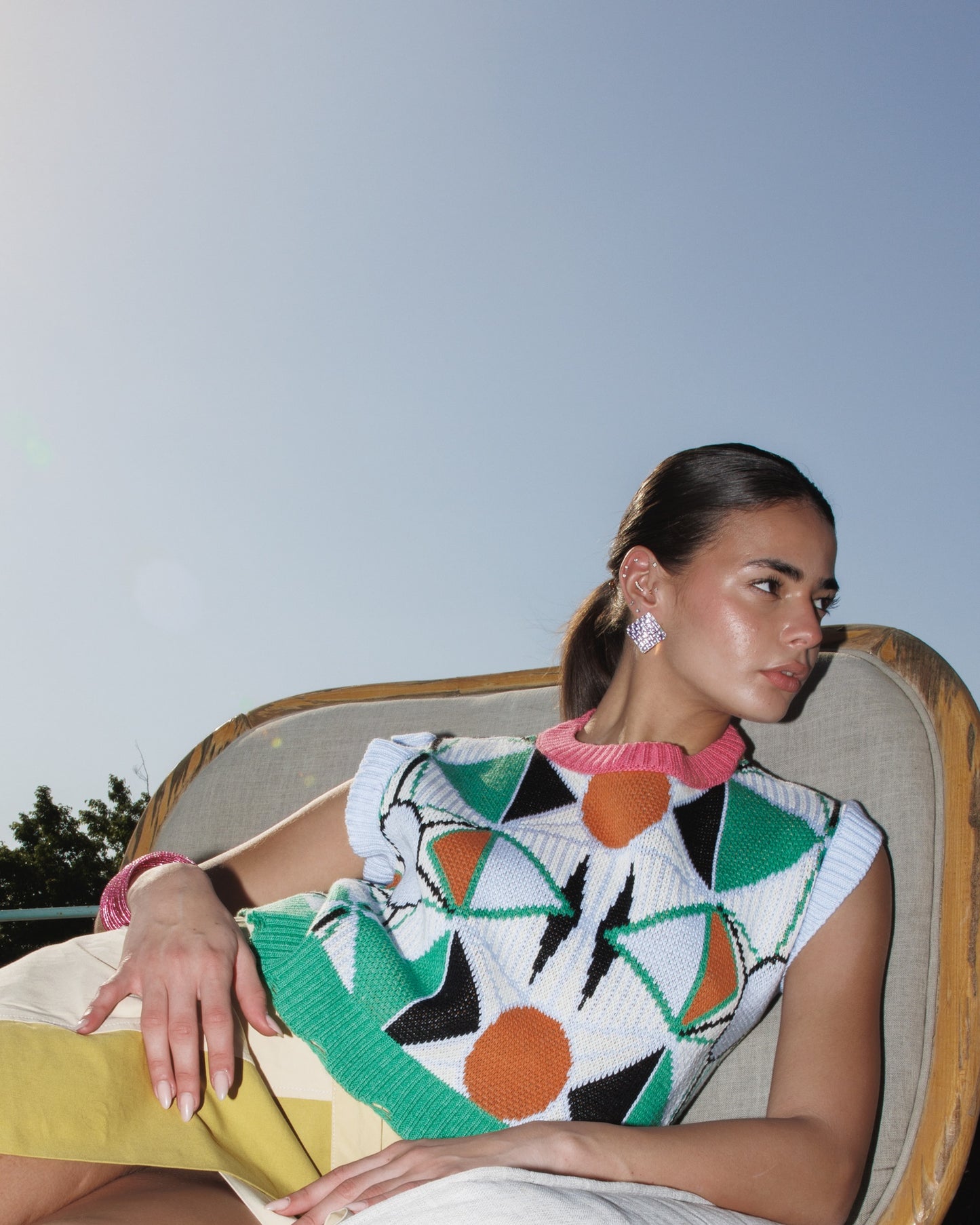 Pink Retro Kaleido Knitted Vest