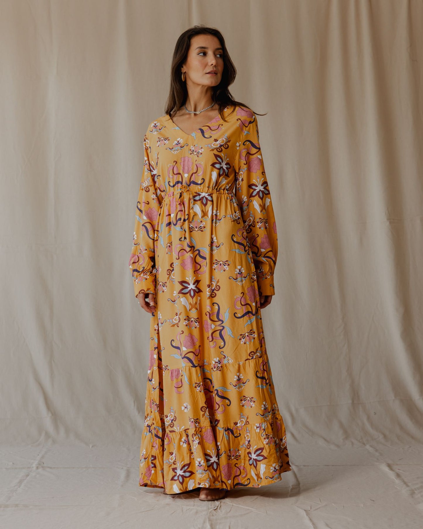Wildflower Waltz Mustard Dress