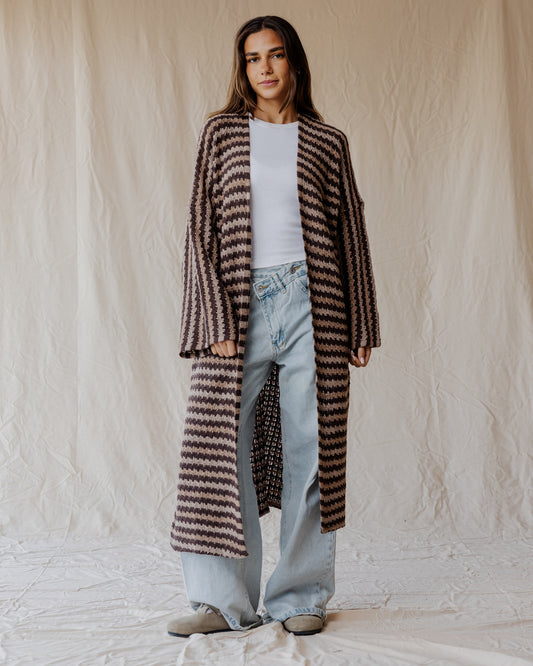 Cocoa Stripe Flow Cardigan