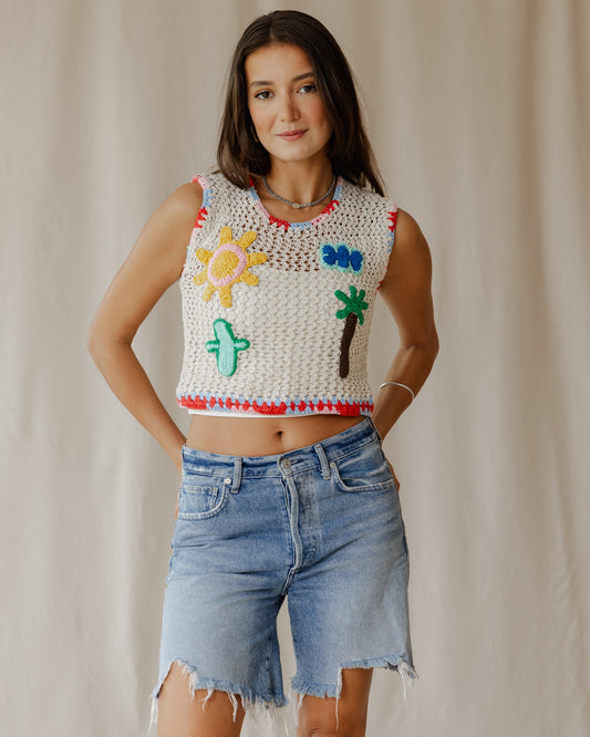 Palm Play Crochet Top