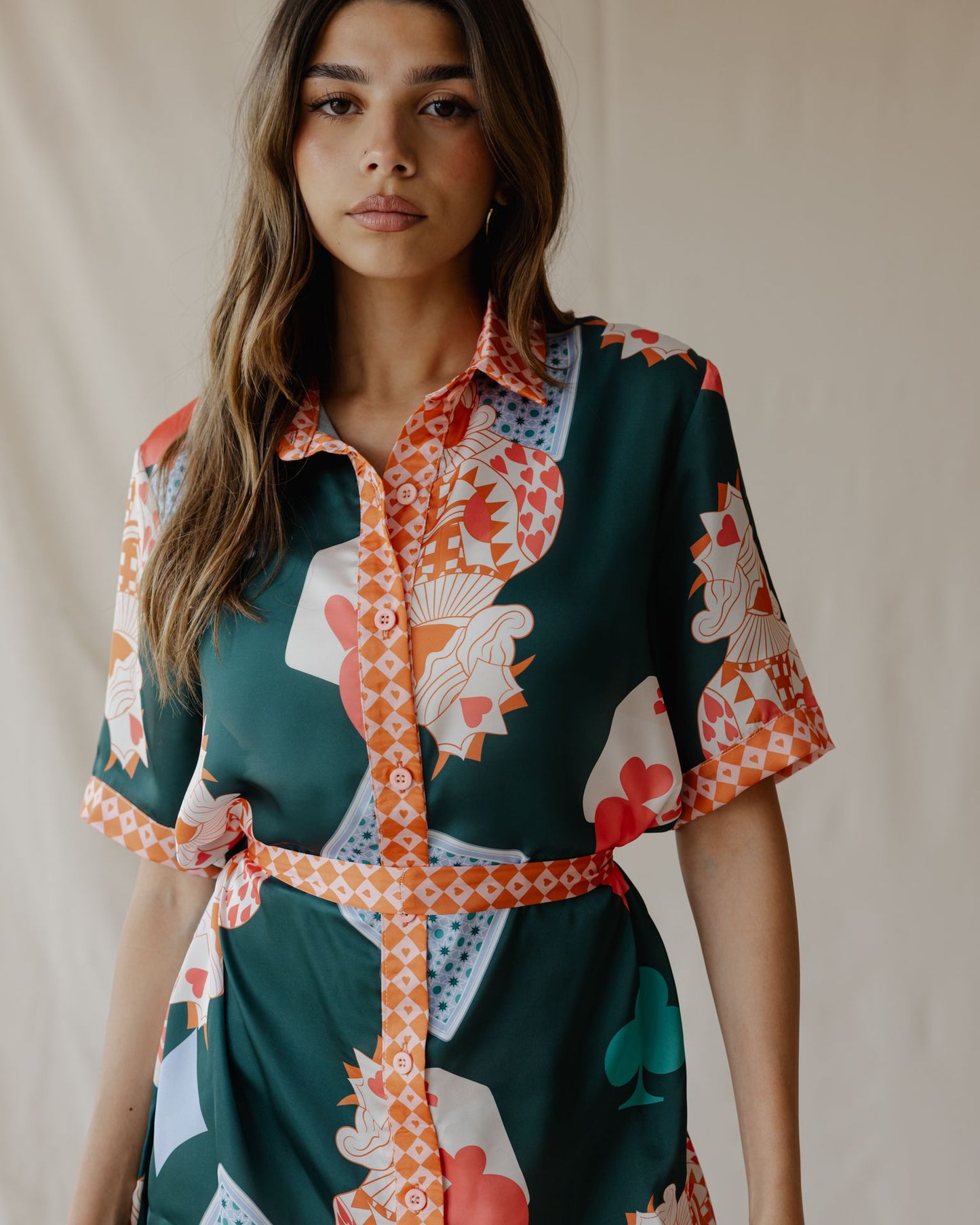 Hearts On Deck Satin Shirt Dress
