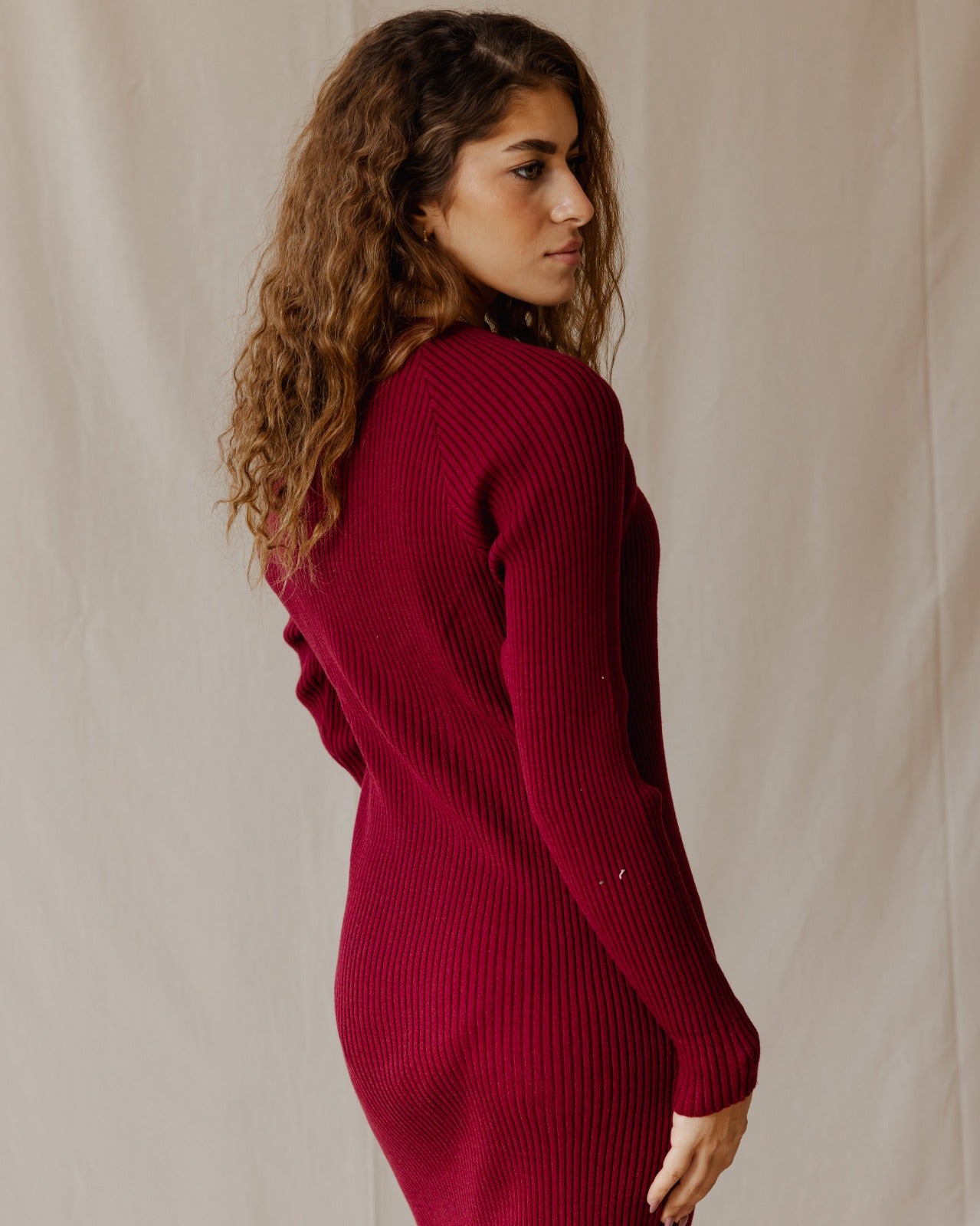 Daring Knitted Dress Burgundy