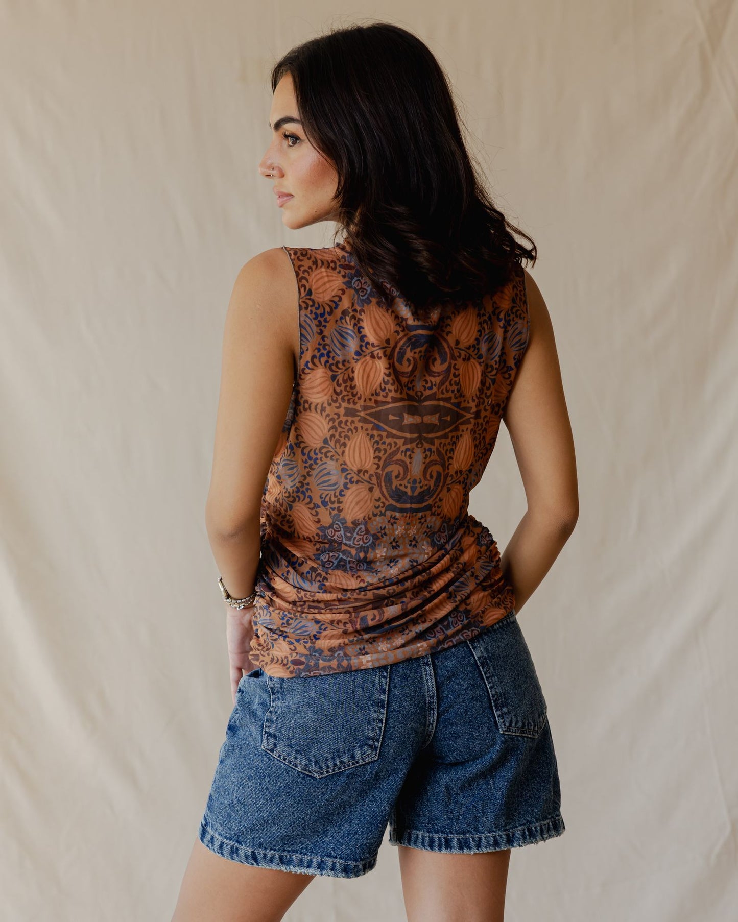 Autumn Mirage Sleeveless Mesh Top