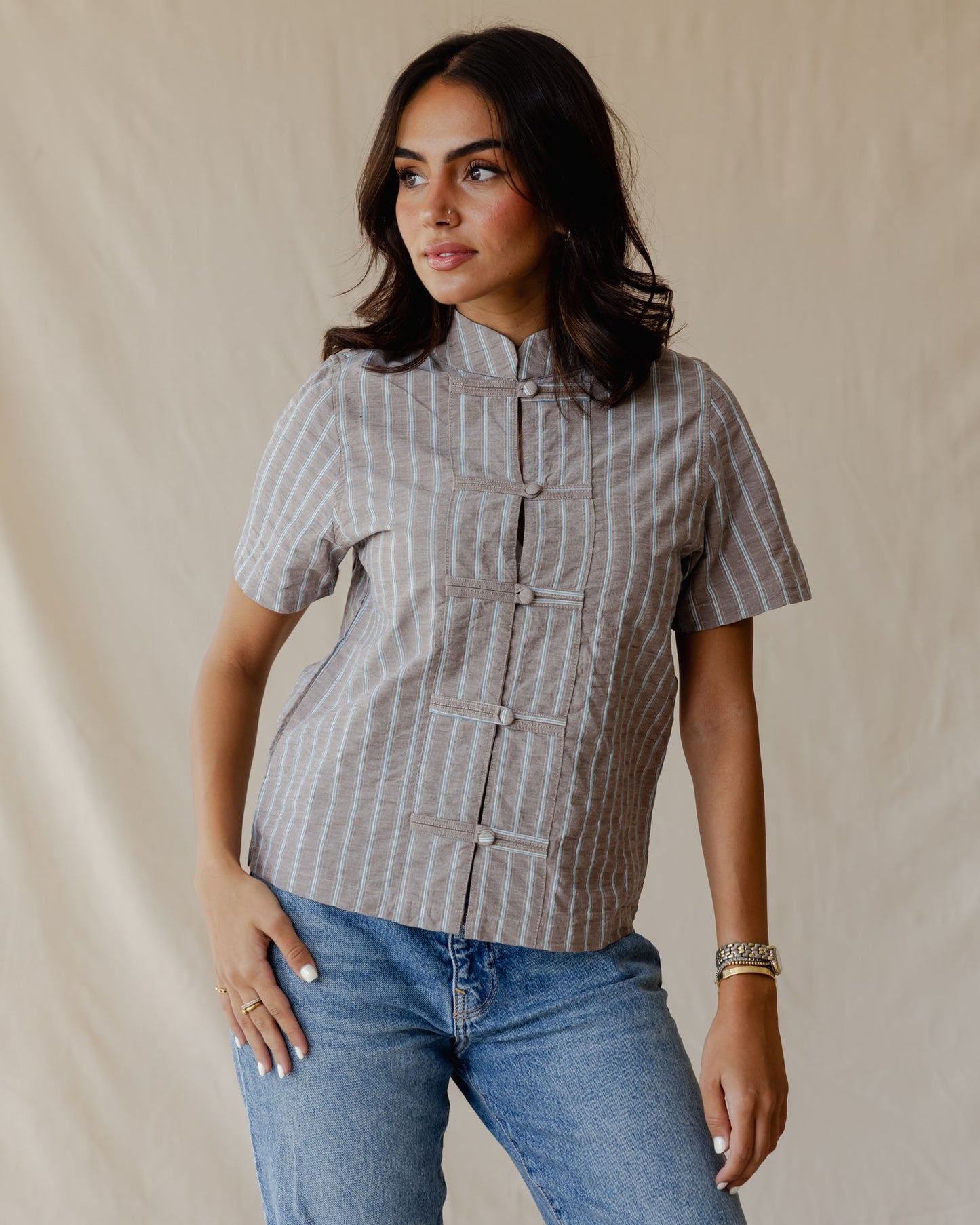 Gingham Meadow Shirt In Brown