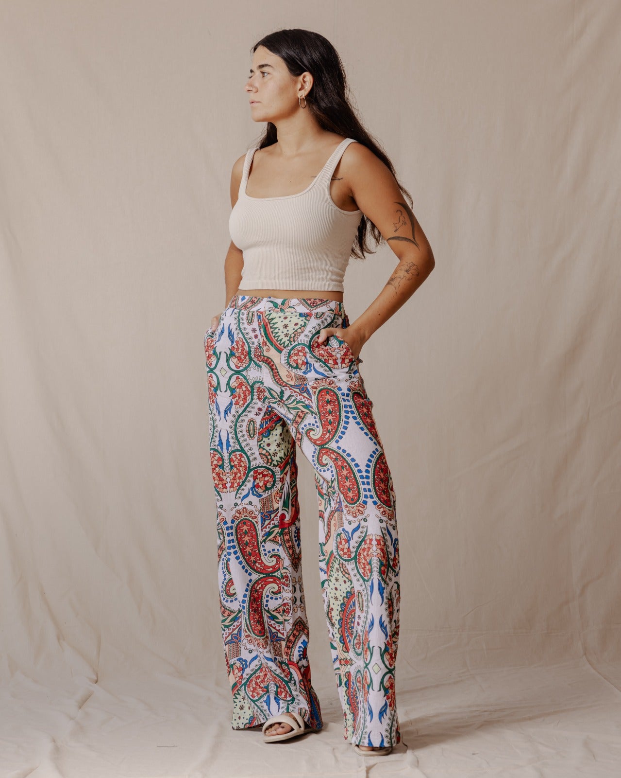 Bohemian Paisley Linen Pants