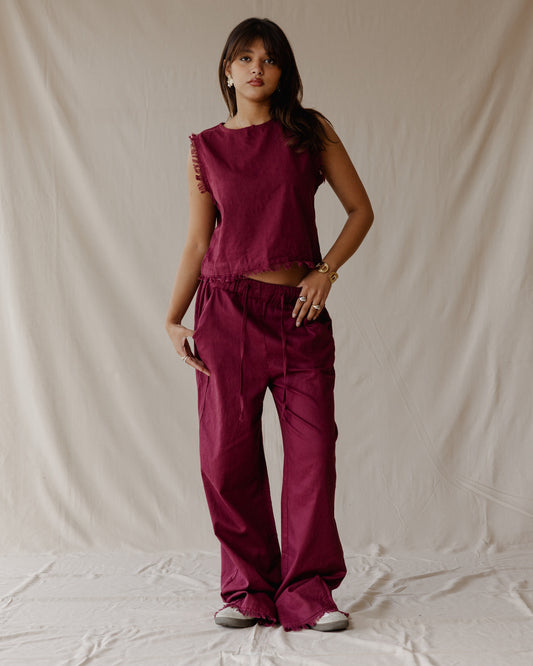 The Island Linen Set Burgundy
