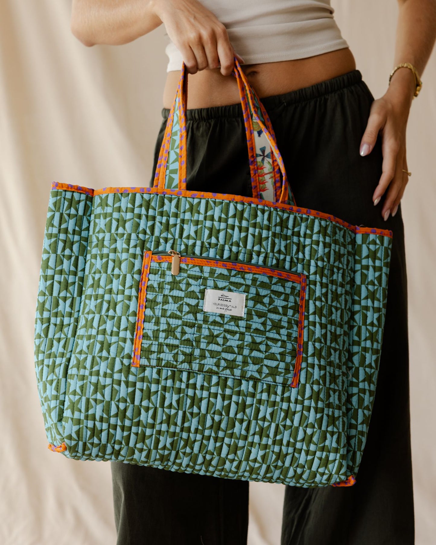 Eccentric Floral Quilted Tote Bag