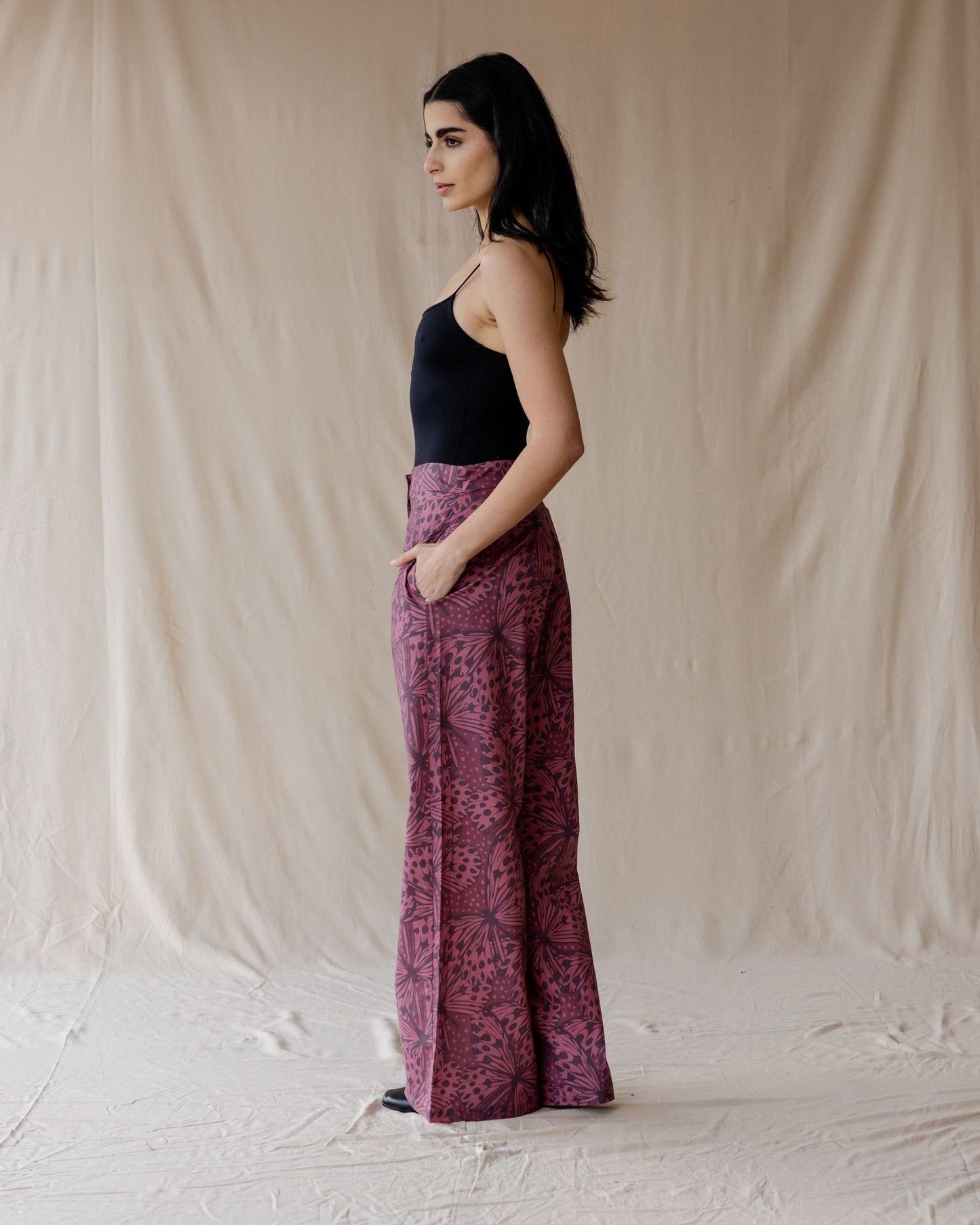 Wings of Bloom Pants In Deep Plum