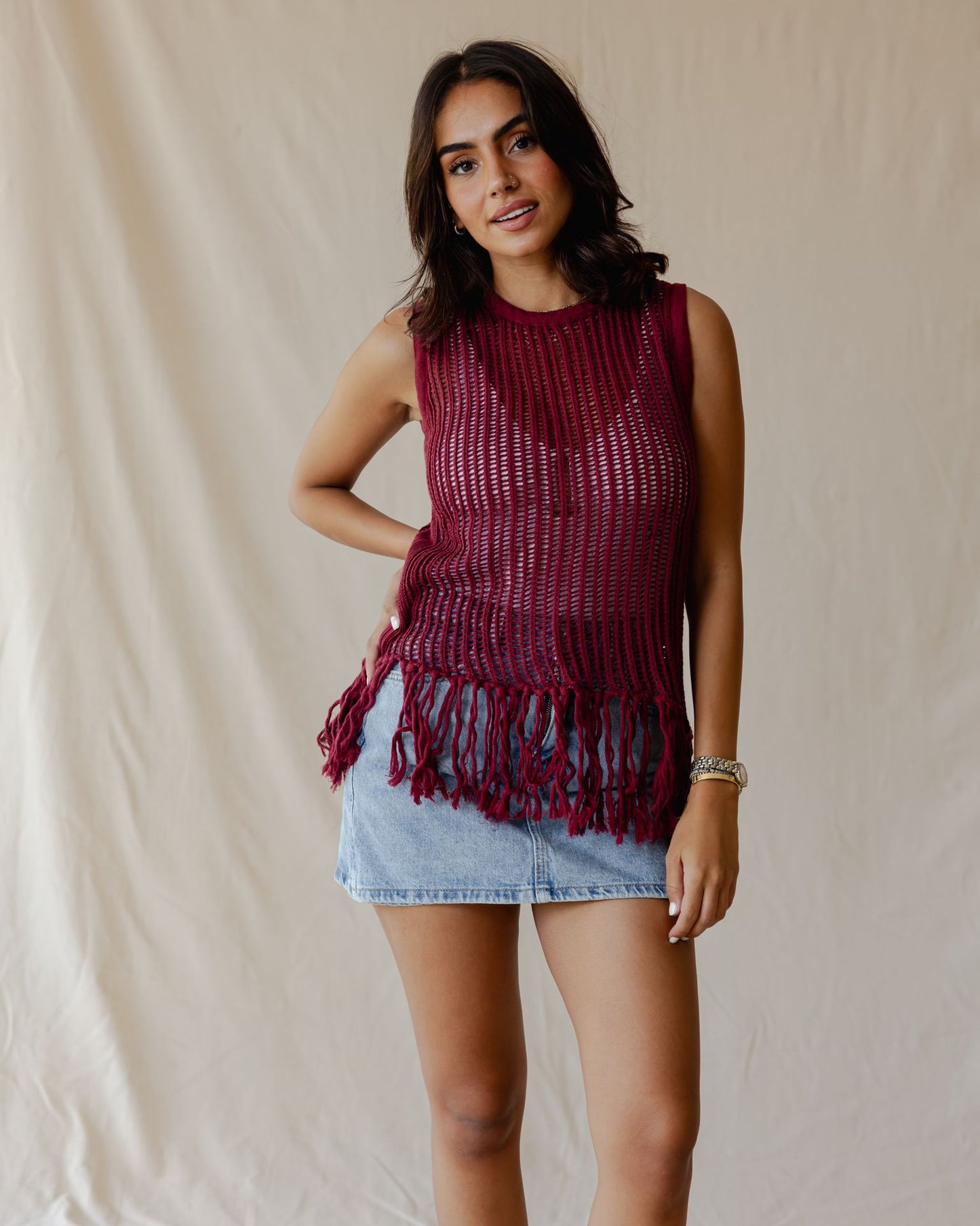 Isla Burgundy Knit Top
