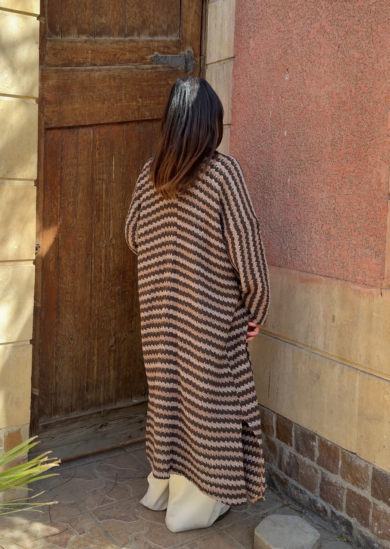 كارديجان مخطط بلون الكاكاو