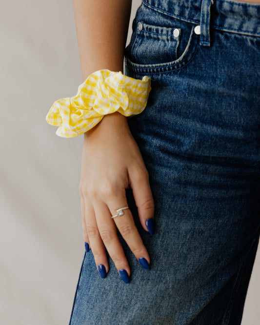 Pastel Picnic Yellow Scrunchie