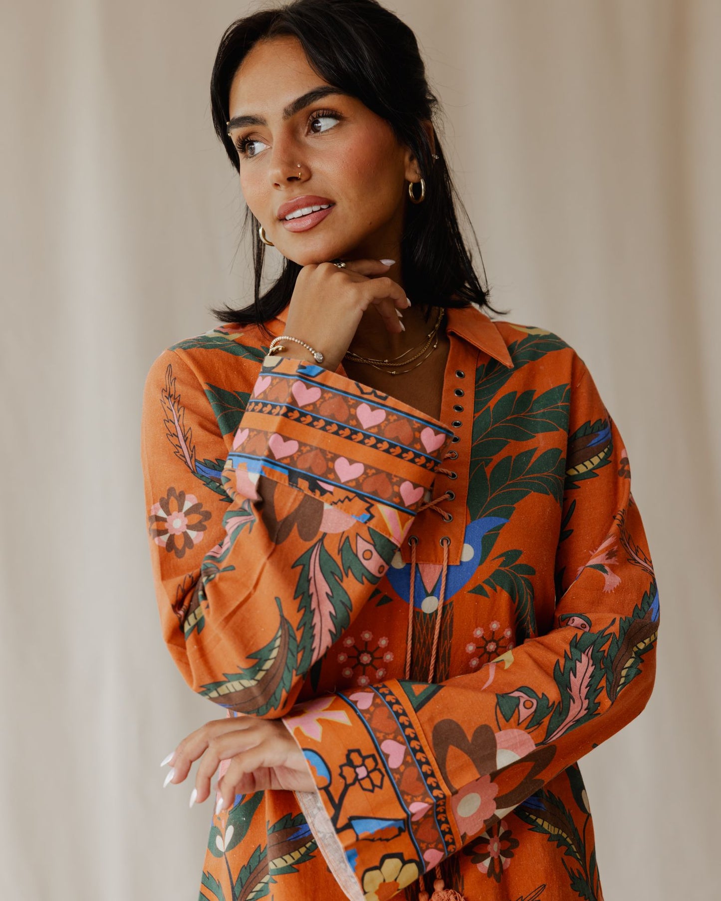 Tamara Palm Orange Dress