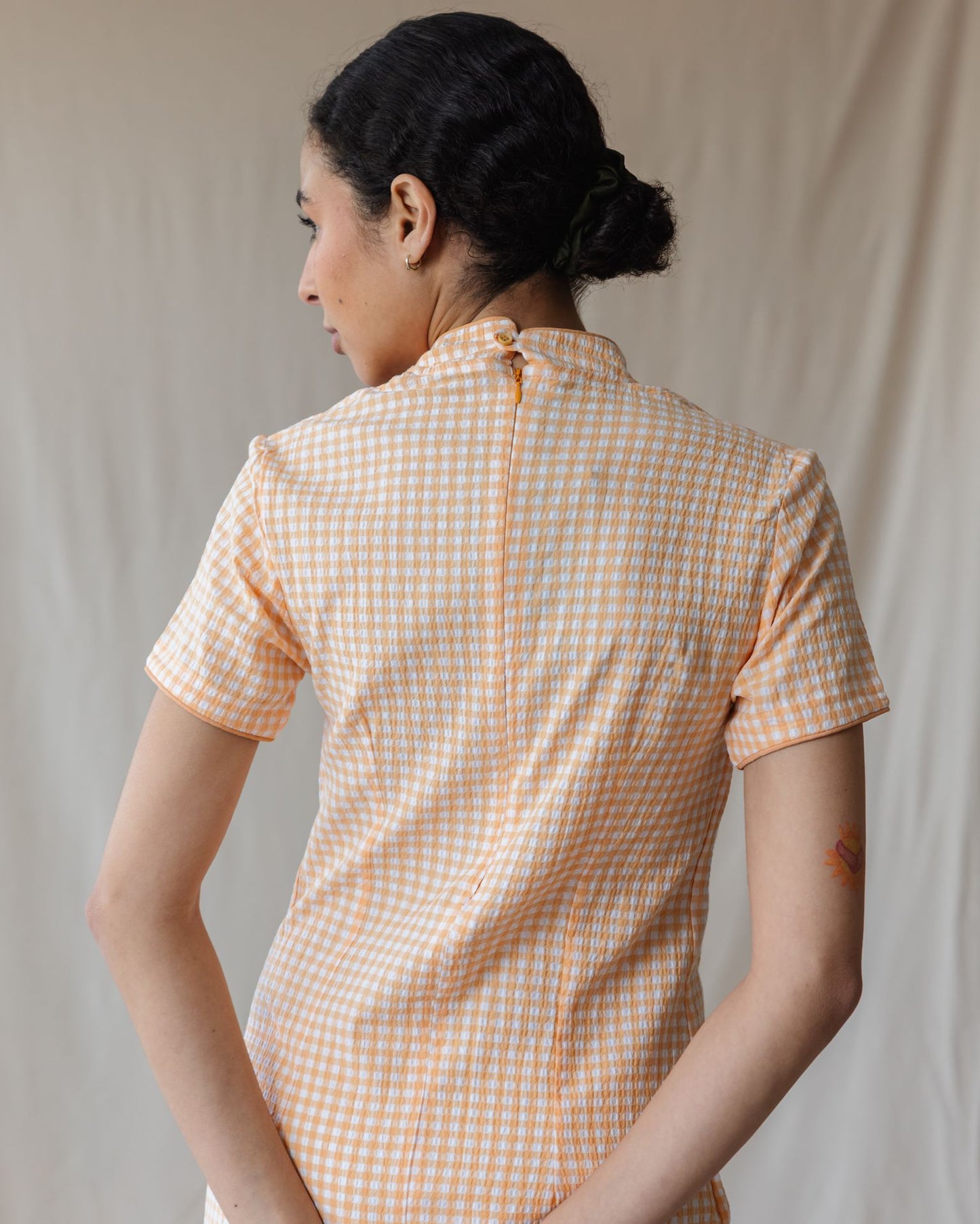 The Kyoto Gingham Orange Dress