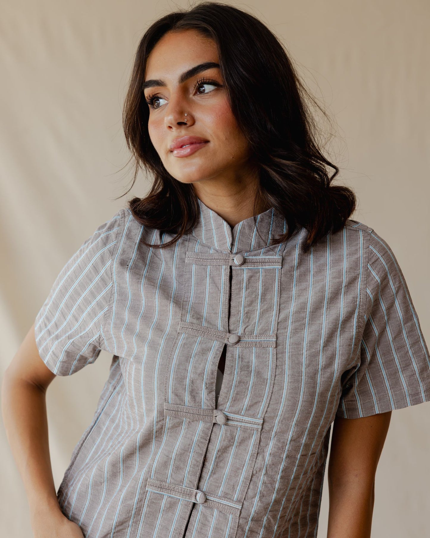 Gingham Meadow Shirt In Brown