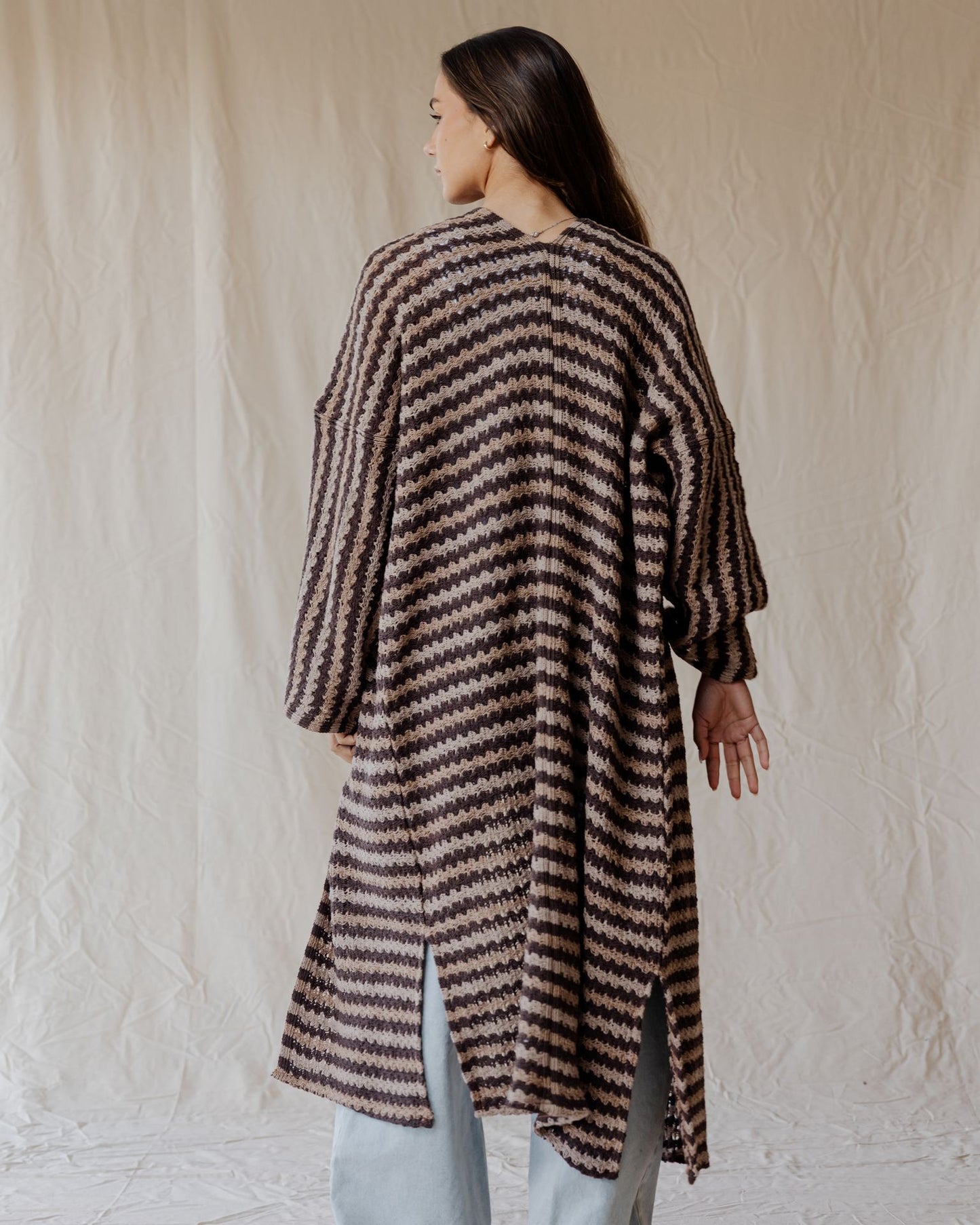 Cocoa Stripe Flow Cardigan