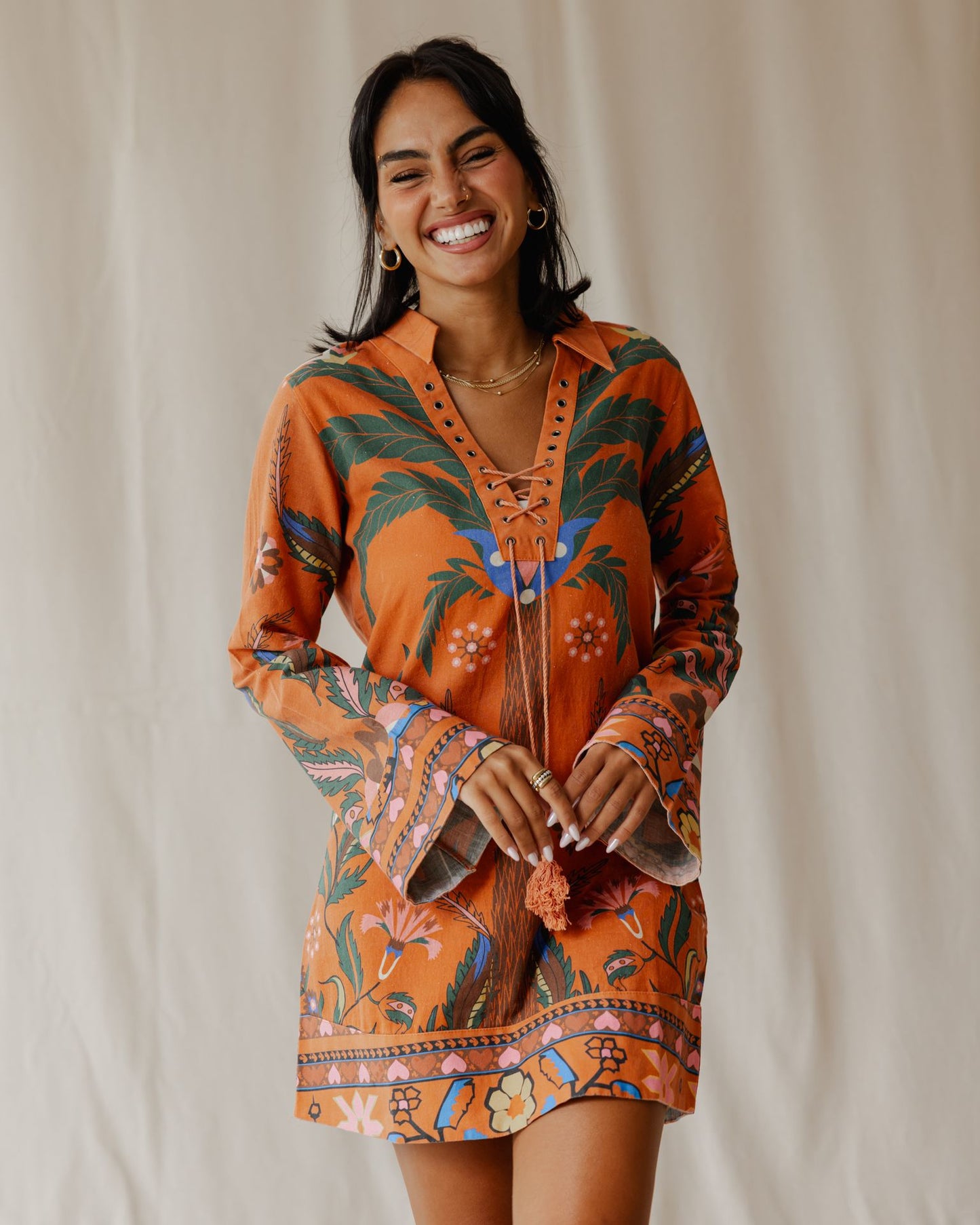 Tamara Palm Orange Dress