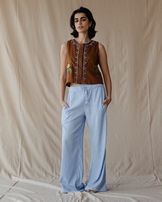 Soft Flow Cotton Pants Baby Blue