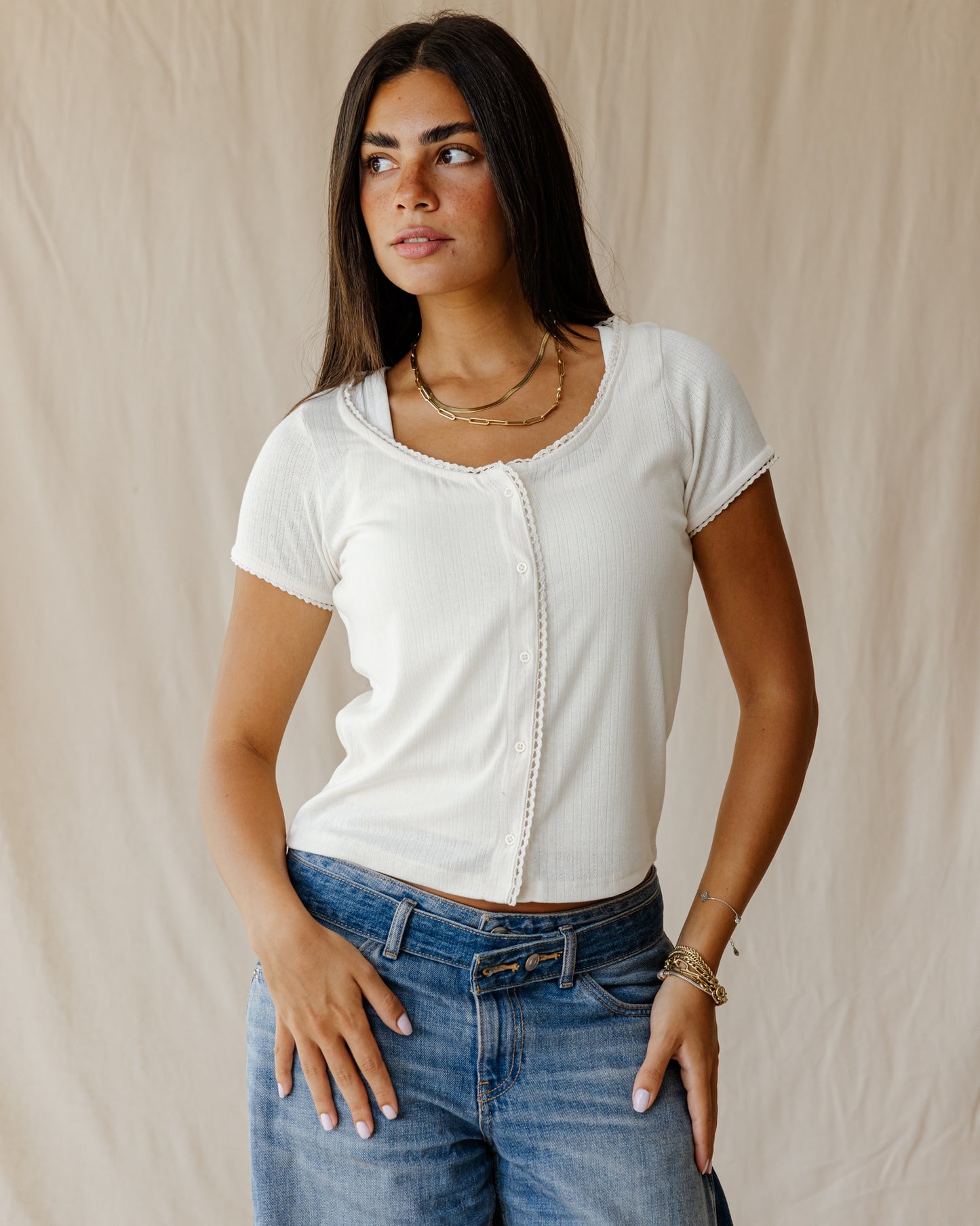 Belle Bow Off-White Top