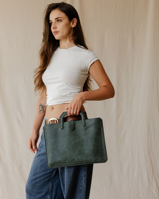 Olive Top Handle Laptop Sleeve