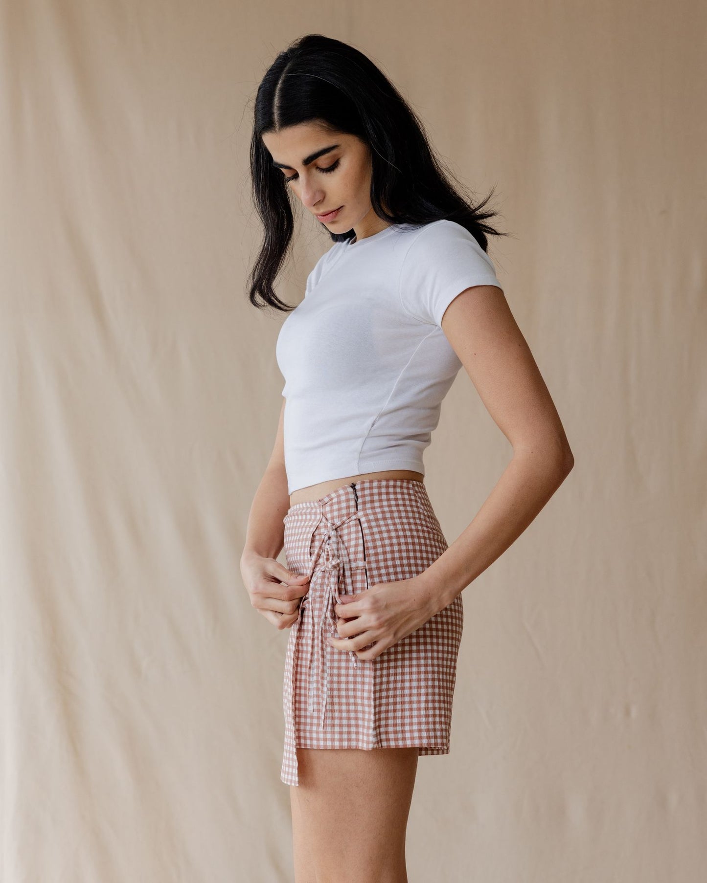 Dusty Pink Gingham Skort