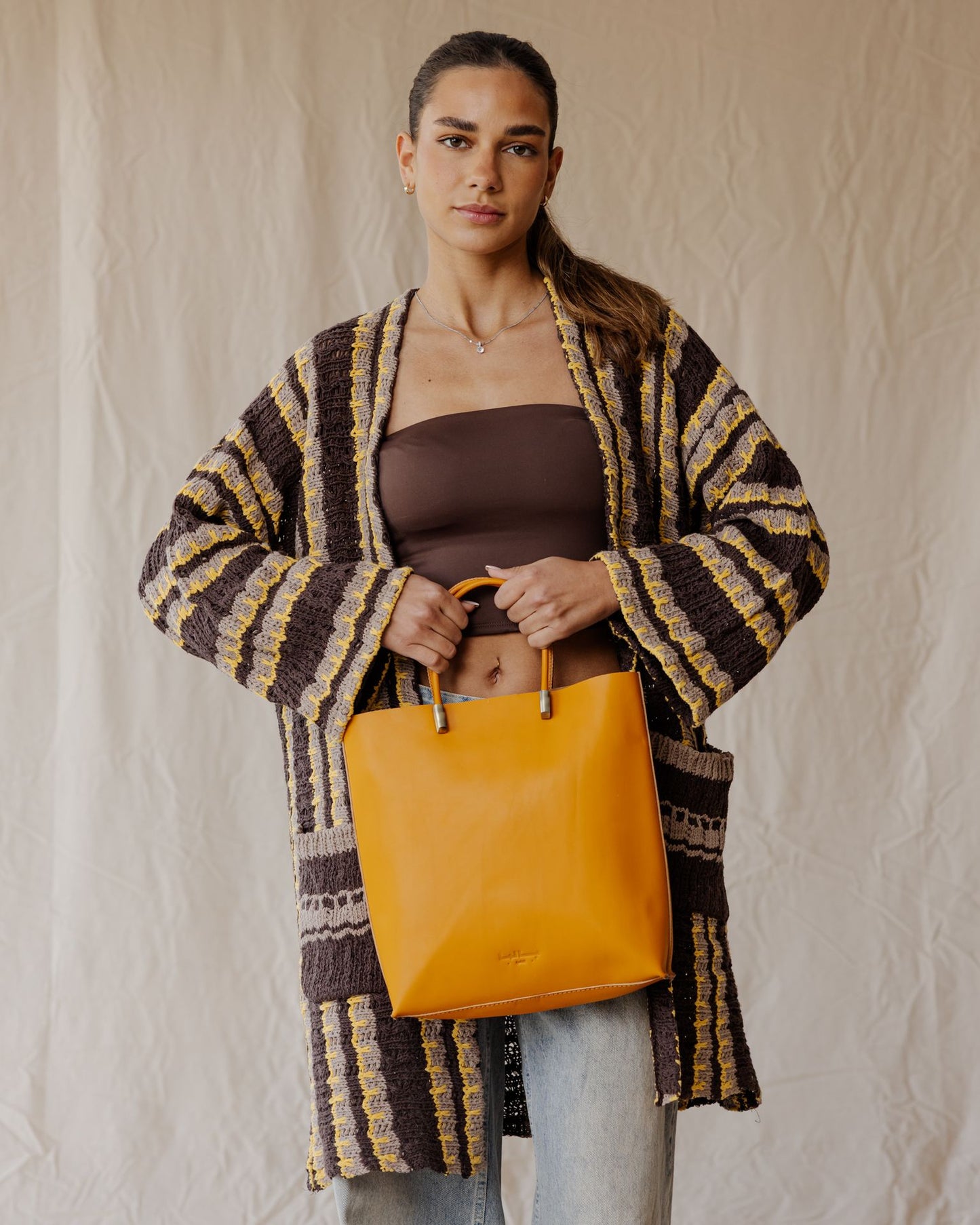 The Linea Genuine Tote Bag In Tan