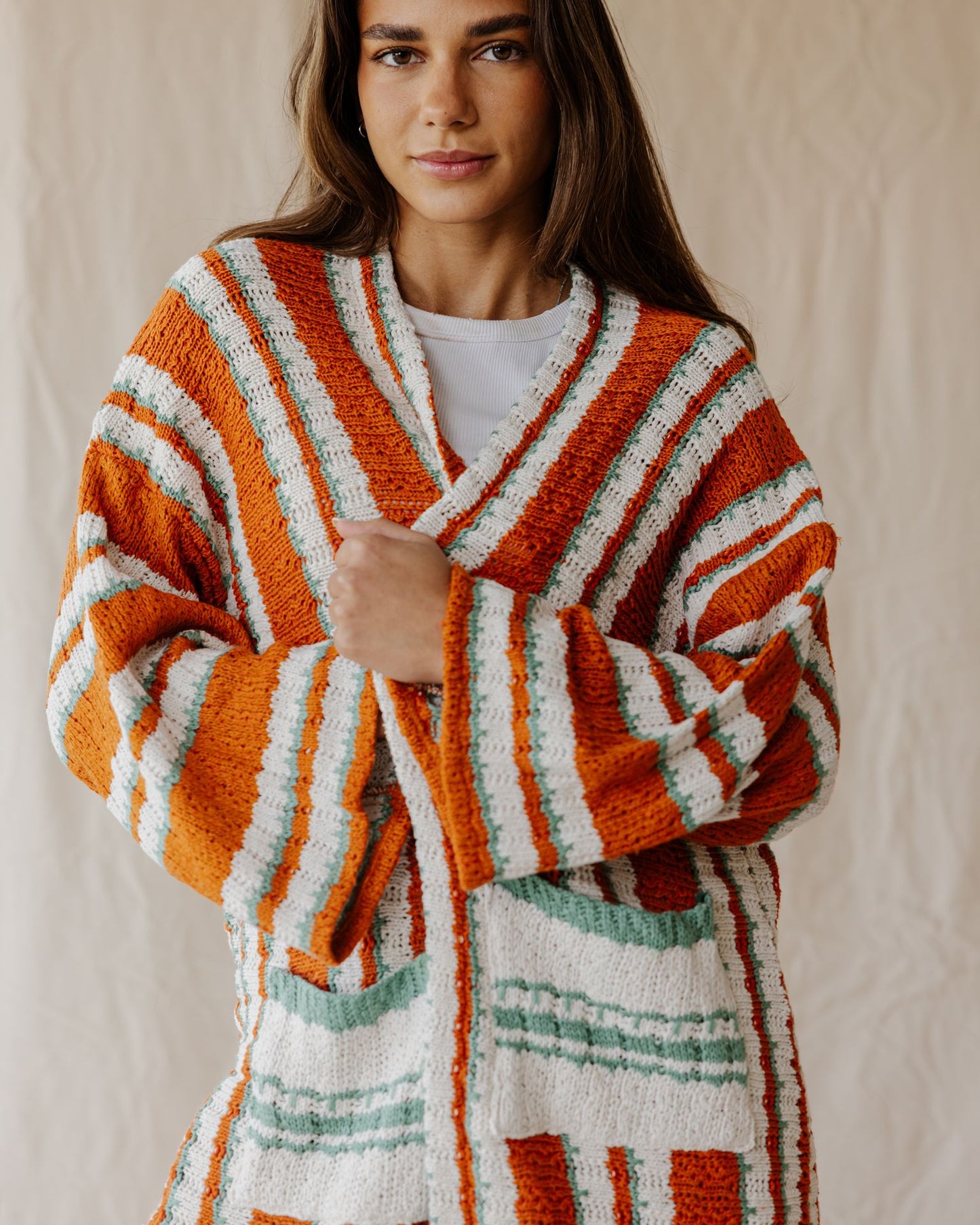 Terracotta Mint Pop Cardigan