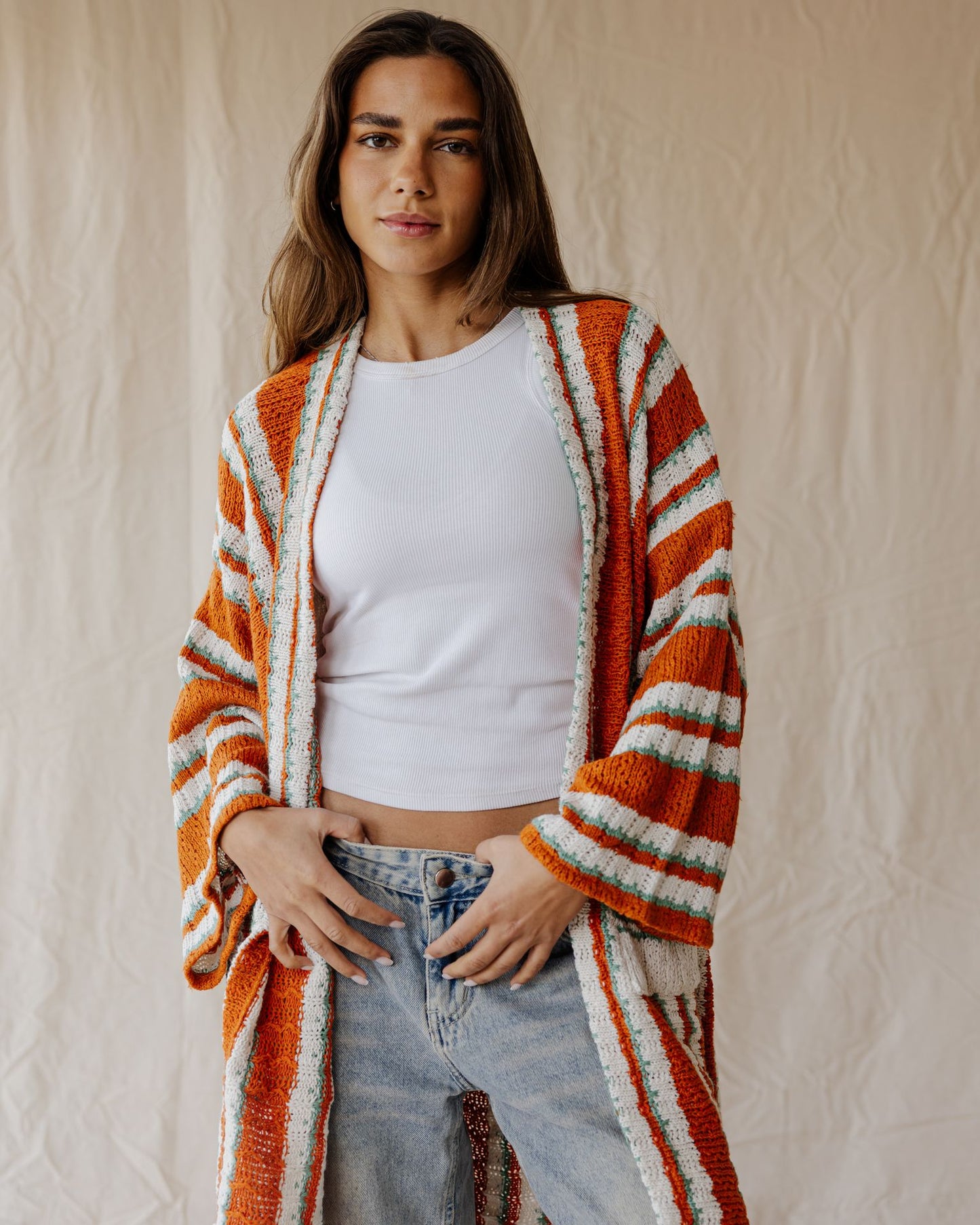Terracotta Mint Pop Cardigan