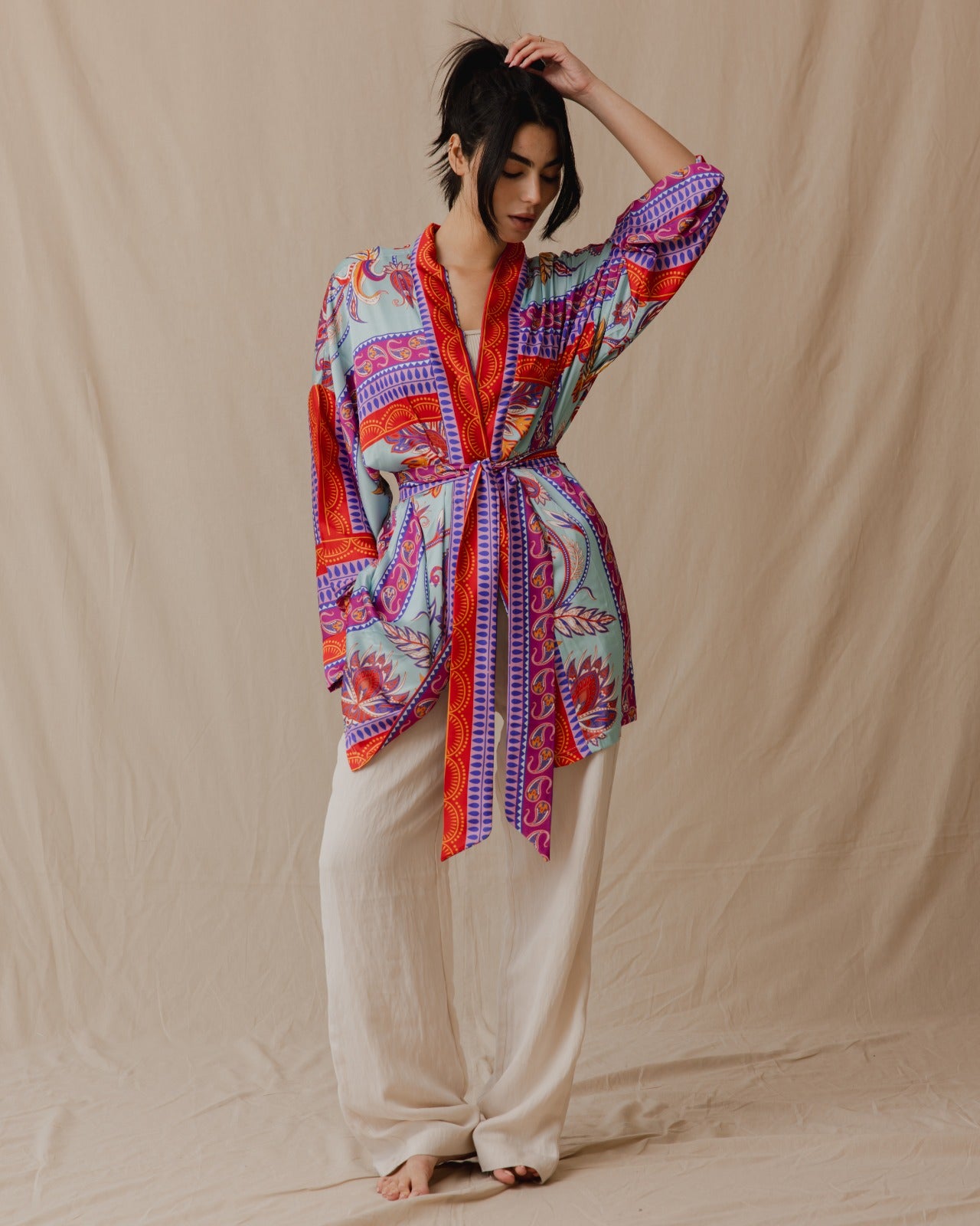 Pinnata Kimono In Sky Blue