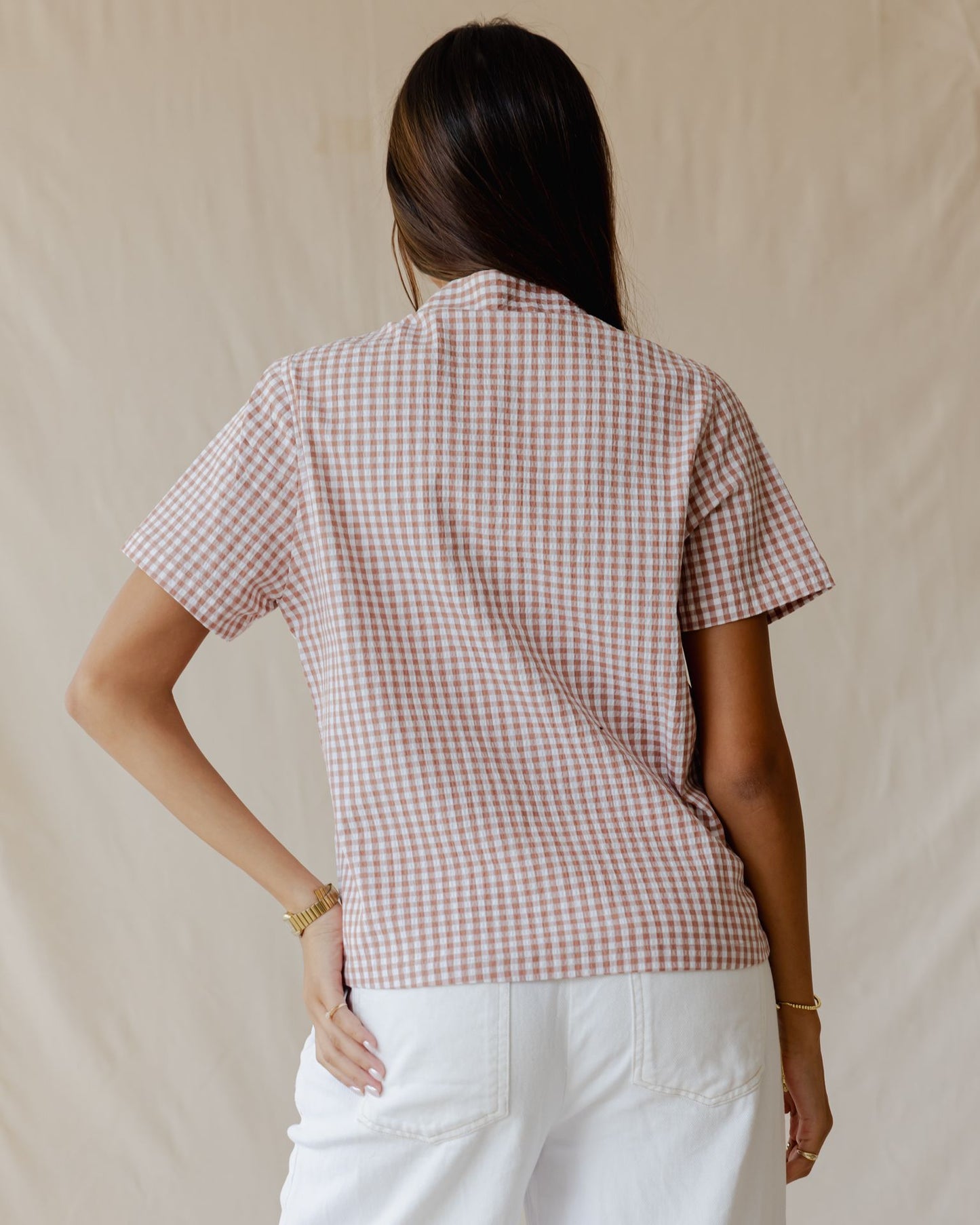 Gingham Meadow Shirt In Terracotta