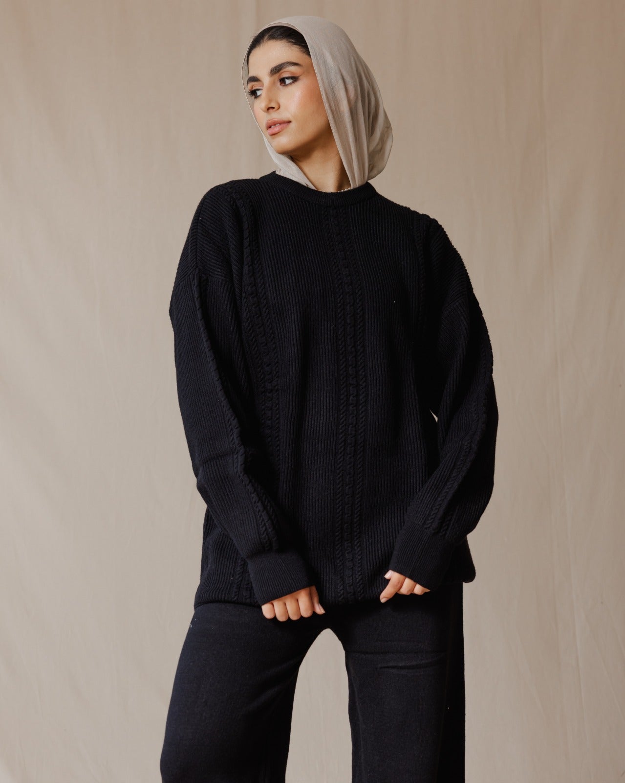 Braided Knit Set Black
