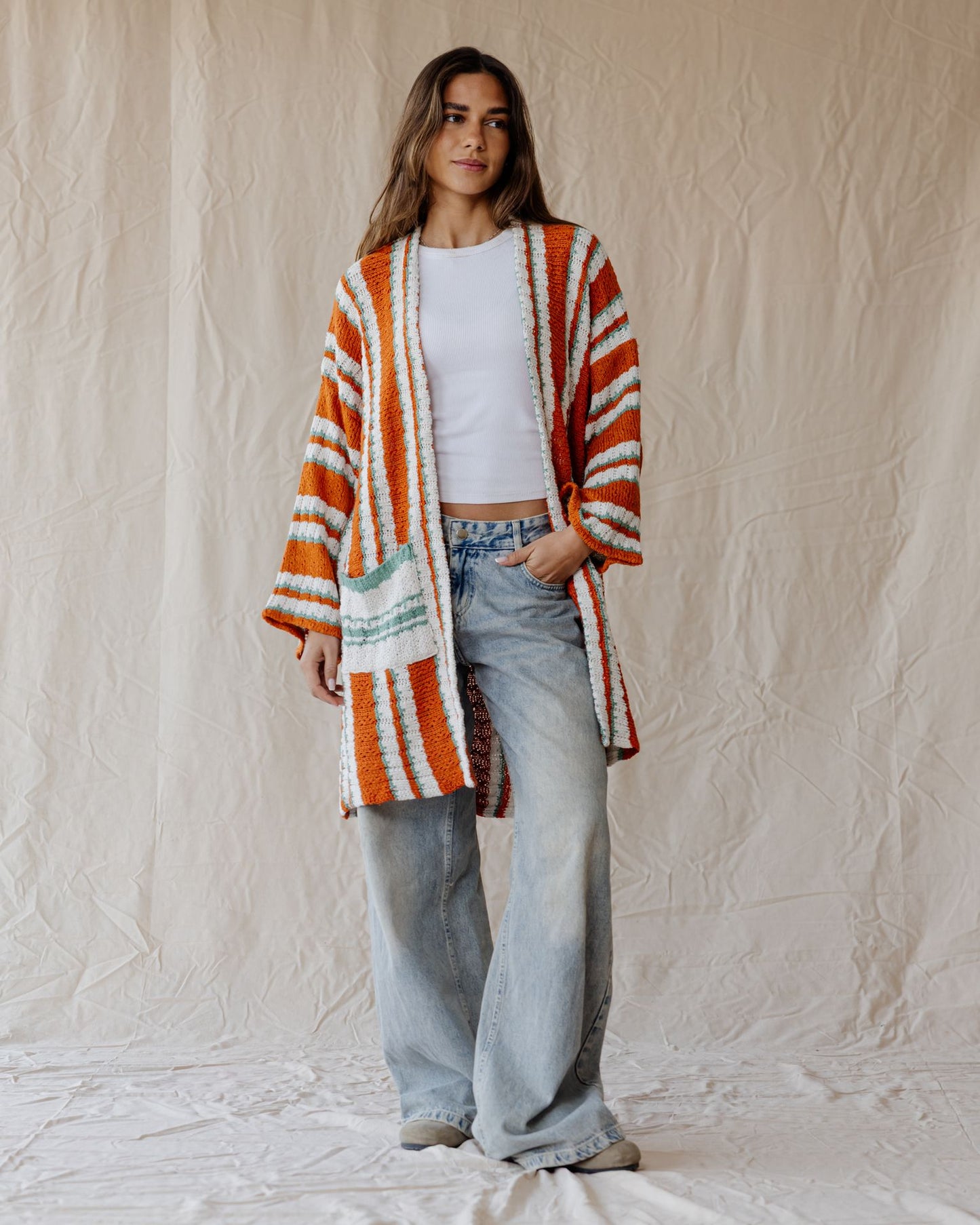 Terracotta Mint Pop Cardigan